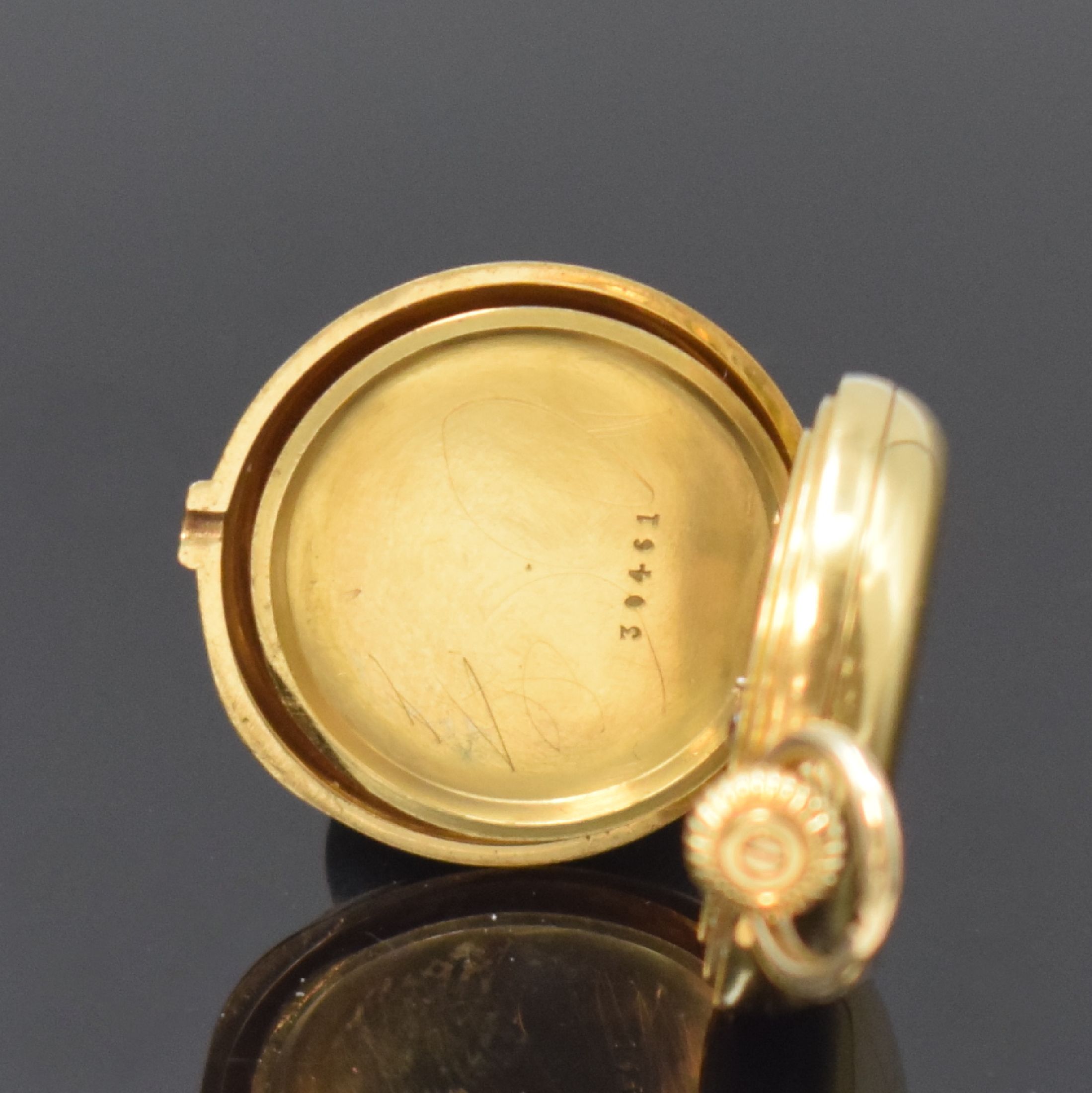 Detail e: TIFFANY & CO seltene kleine Damensavonette in GG 750/000, Schweiz für den US Markt um 1870, glattes 3 Deckel-Goldgeh., Geh.- u. Werknummer 30461, ...