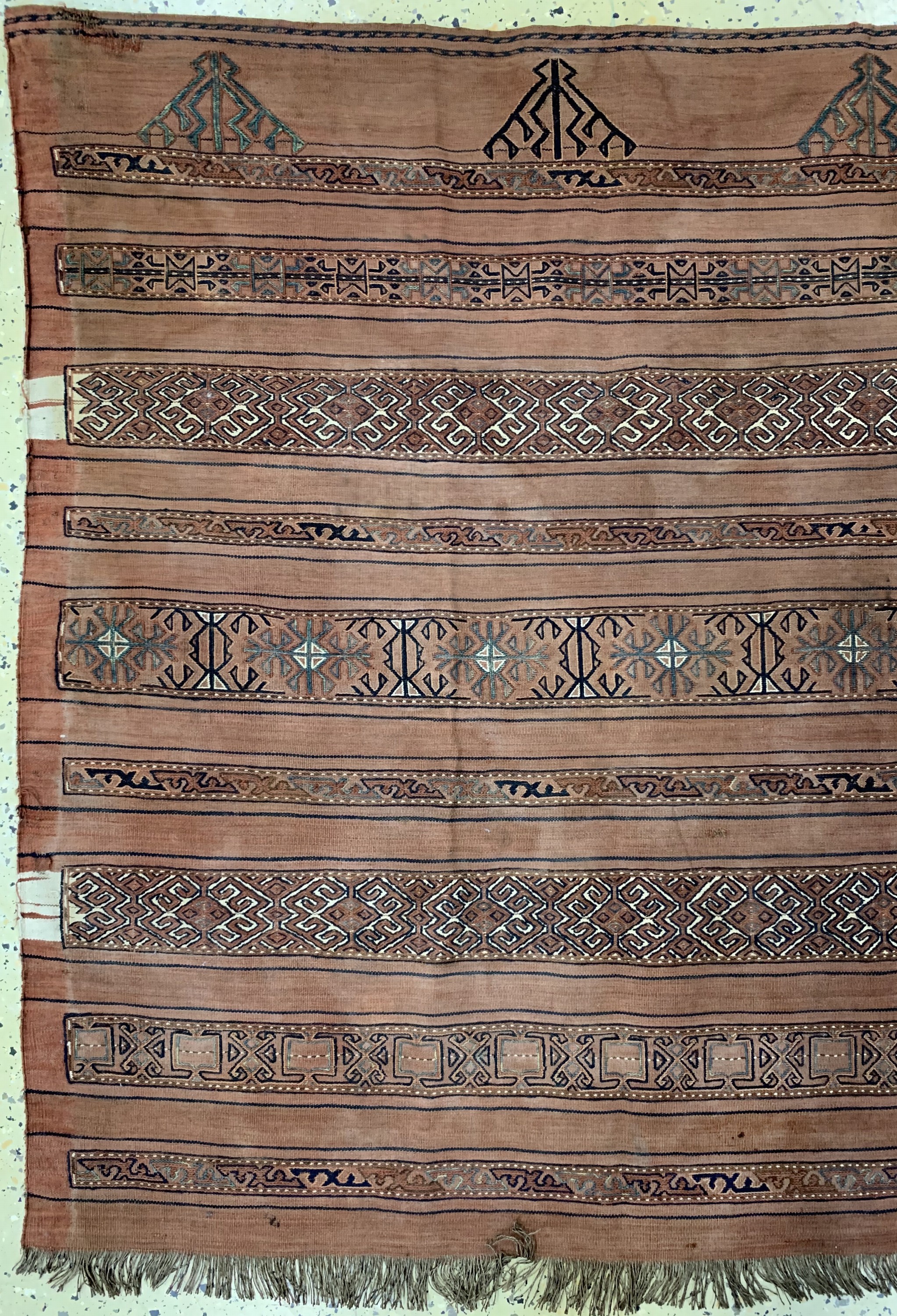 Detail b: Antike Djowalfront, Turkmenistan, um 1900, Wolle auf Wolle, ca. 166 x 114 cm, EHZ: 3