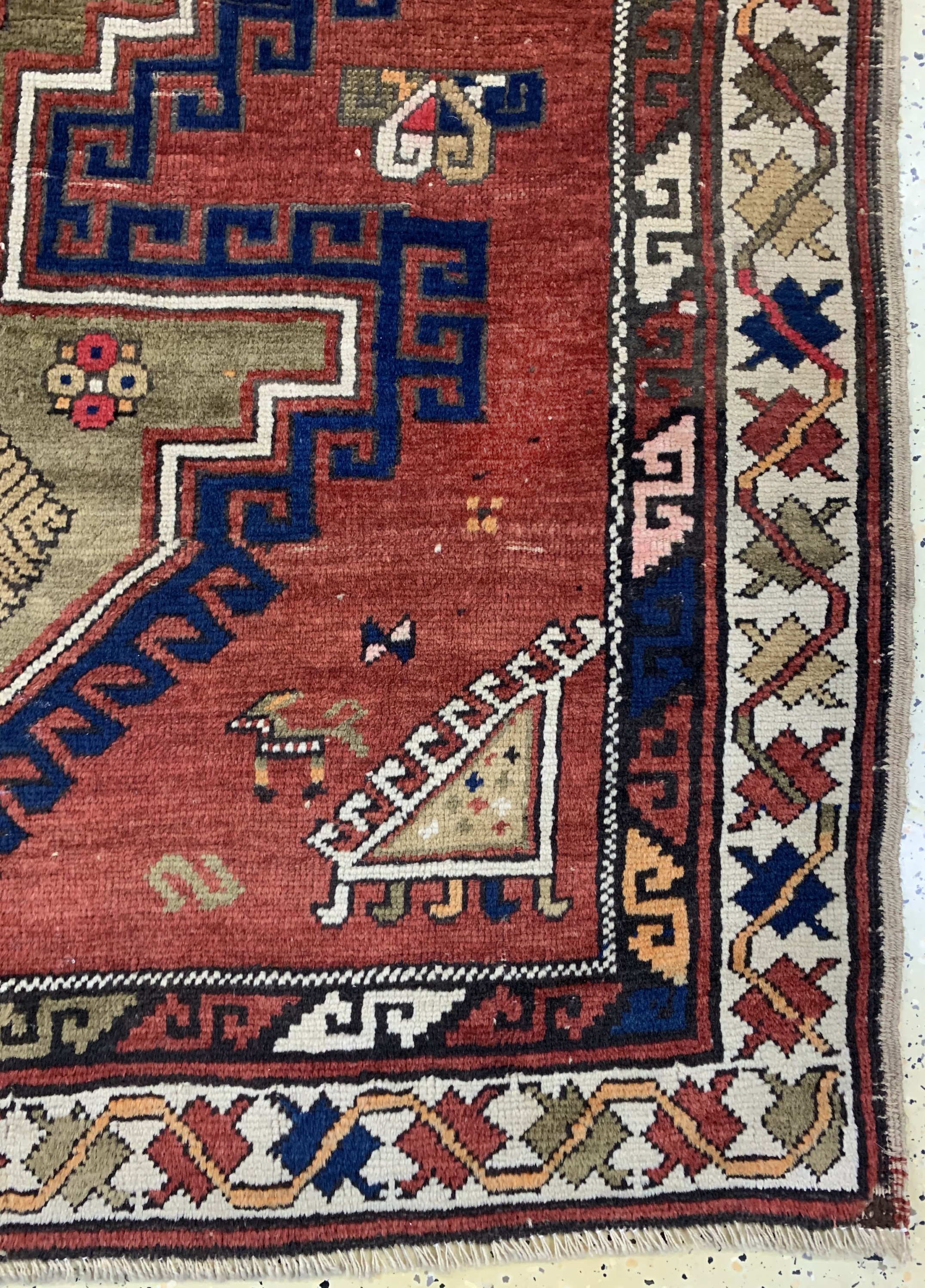 Detail a: Kazak antik, Kaukasus, um 1900, Wolle auf Wolle, ca. 210 x 143 cm, EHZ: 3