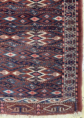 26723404a - Antique Yomud, Turkmenistan, around 1900, woolon wool, approx. 255 x 148 cm, condition: 4. Rugs, Carpets & Flatweaves