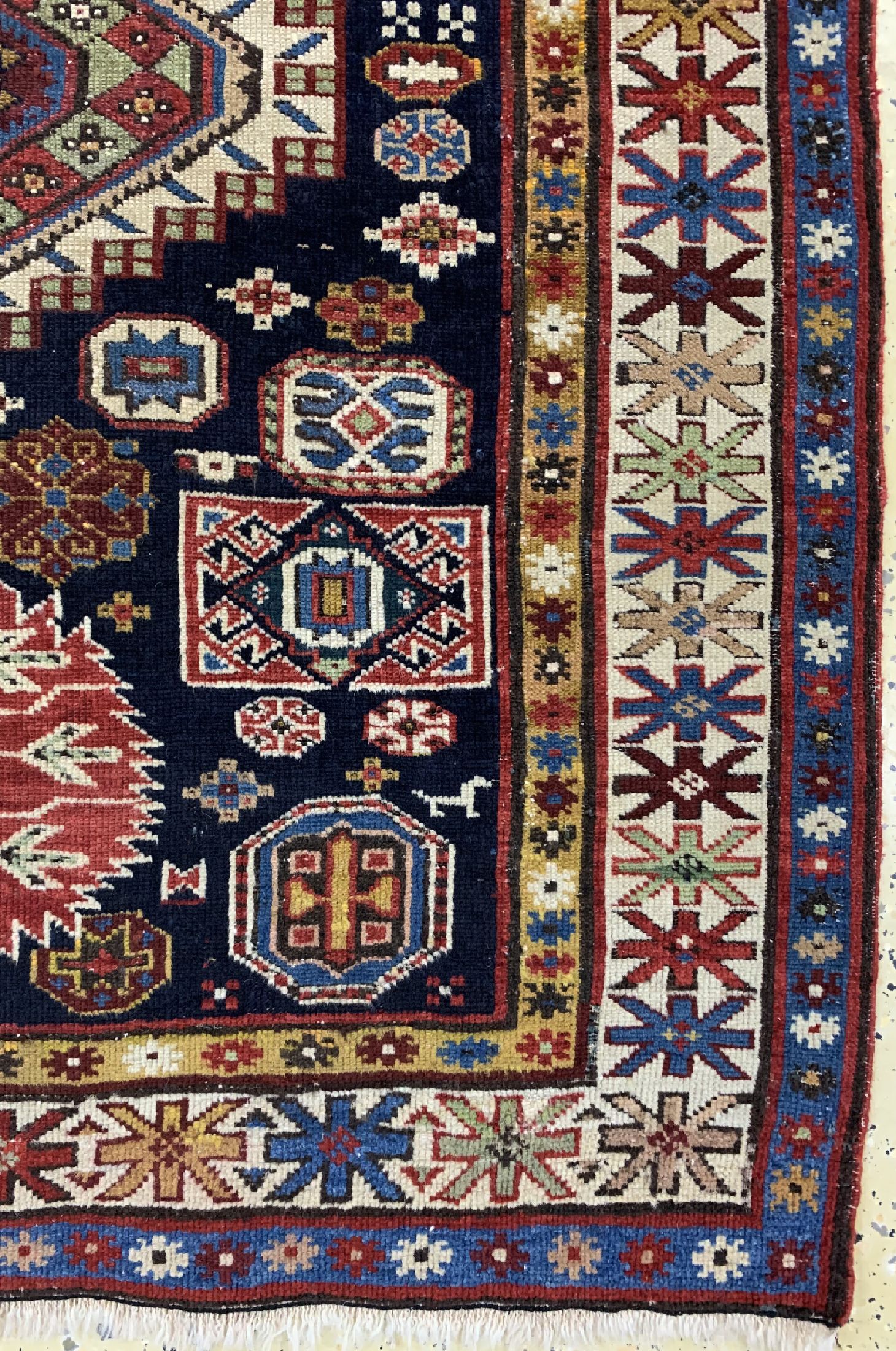 Detail a: Schirwan"Schemakhy"antik, Kaukasus, 19.Jhd,Wolle auf Wolle, ca. 269 x 108 cm, EHZ: 2-3, (restauriert).siehe ähnliche Stücke ...
