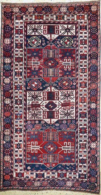 Image 26723538 - Baku-Shirvan antique, Caucasus, around 1900, wool on wool, approx. 246 x 136 cm, condition:3 (rest restored). A rare and museum specimen.see Azerbaijani - Caucasian carpets collectionUlmke Switzerland 2001 page 390 picture 115literature Kerimov iii fig 56 page 78. Antique, old and decorative collector Orientalrugs, Carpets, Textiles and Flatweaves