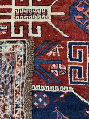 26723538f - Baku-Shirvan antique, Caucasus, around 1900, wool on wool, approx. 246 x 136 cm, condition:3 (rest restored). A rare and museum specimen.see Azerbaijani - Caucasian carpets collectionUlmke Switzerland 2001 page 390 picture 115literature Kerimov iii fig 56 page 78. Antique, old and decorative collector Orientalrugs, Carpets, Textiles and Flatweaves