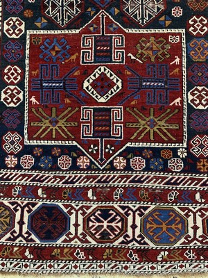 26723578b - Baku-Shirvan antique, Caucasus, around 1900, wool on wool, approx. 275 x 142 cm, condition:3 (restored).Azerbaijani - Caucasian carpets Ulmke Collection Switzerland 2001 Page 319/391Image 115. Antique, old and decorative collector Orientalrugs, Carpets, Textiles and Flatweaves