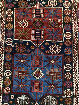 26723578c - Baku-Shirvan antique, Caucasus, around 1900, wool on wool, approx. 275 x 142 cm, condition:3 (restored).Azerbaijani - Caucasian carpets Ulmke Collection Switzerland 2001 Page 319/391Image 115. Antique, old and decorative collector Orientalrugs, Carpets, Textiles and Flatweaves