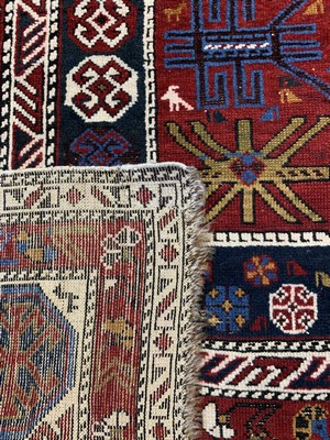 26723578f - Baku-Shirvan antique, Caucasus, around 1900, wool on wool, approx. 275 x 142 cm, condition:3 (restored).Azerbaijani - Caucasian carpets Ulmke Collection Switzerland 2001 Page 319/391Image 115. Antique, old and decorative collector Orientalrugs, Carpets, Textiles and Flatweaves