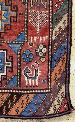 26723579a - Moghan-Gandje antique, Caucasus, dated 1314 (1891), wool on wool, approx. 267 x 102 cm, condition: 3 restored. see Oriental Carpets Battenberg Volume 1 from 1979 page 191 picture158. Antique, old and decorative collector Orientalrugs, Carpets, Textiles and Flatweaves
