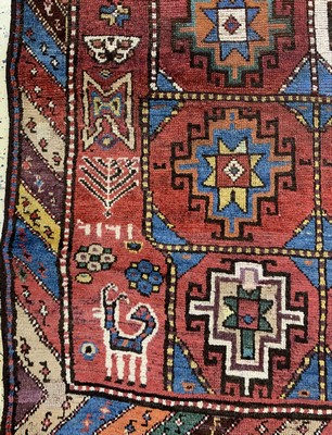 26723579b - Moghan-Gandje antique, Caucasus, dated 1314 (1891), wool on wool, approx. 267 x 102 cm, condition: 3 restored. see Oriental Carpets Battenberg Volume 1 from 1979 page 191 picture158. Antique, old and decorative collector Orientalrugs, Carpets, Textiles and Flatweaves