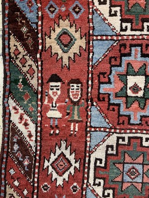 26723579d - Moghan-Gandje antique, Caucasus, dated 1314 (1891), wool on wool, approx. 267 x 102 cm, condition: 3 restored. see Oriental Carpets Battenberg Volume 1 from 1979 page 191 picture158. Antique, old and decorative collector Orientalrugs, Carpets, Textiles and Flatweaves