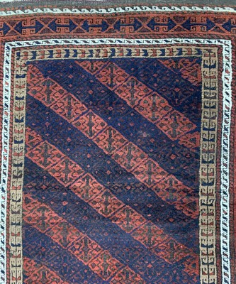 26723580c - Baloch antique, Persia, around 1900, Wolle aufWolle, approx. 180 x 105 cm, condition: 2-3 restauriert. Antique, old and decorative collector Orientalrugs, Carpets, Textiles and Flatweaves