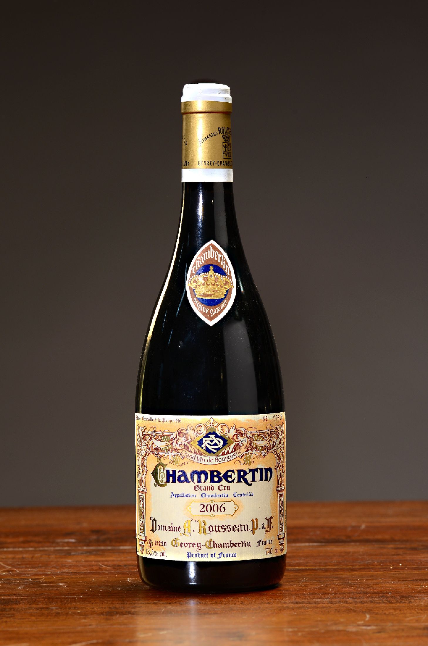 1 Flasche 2006 Domaine Armand Rousseau Pere et Fils, Chambertin Grand Cru, Cote de Nuits, ca. 75cl, 13,5% Vol., Füllniveau 0,9 cm, guter Zustand