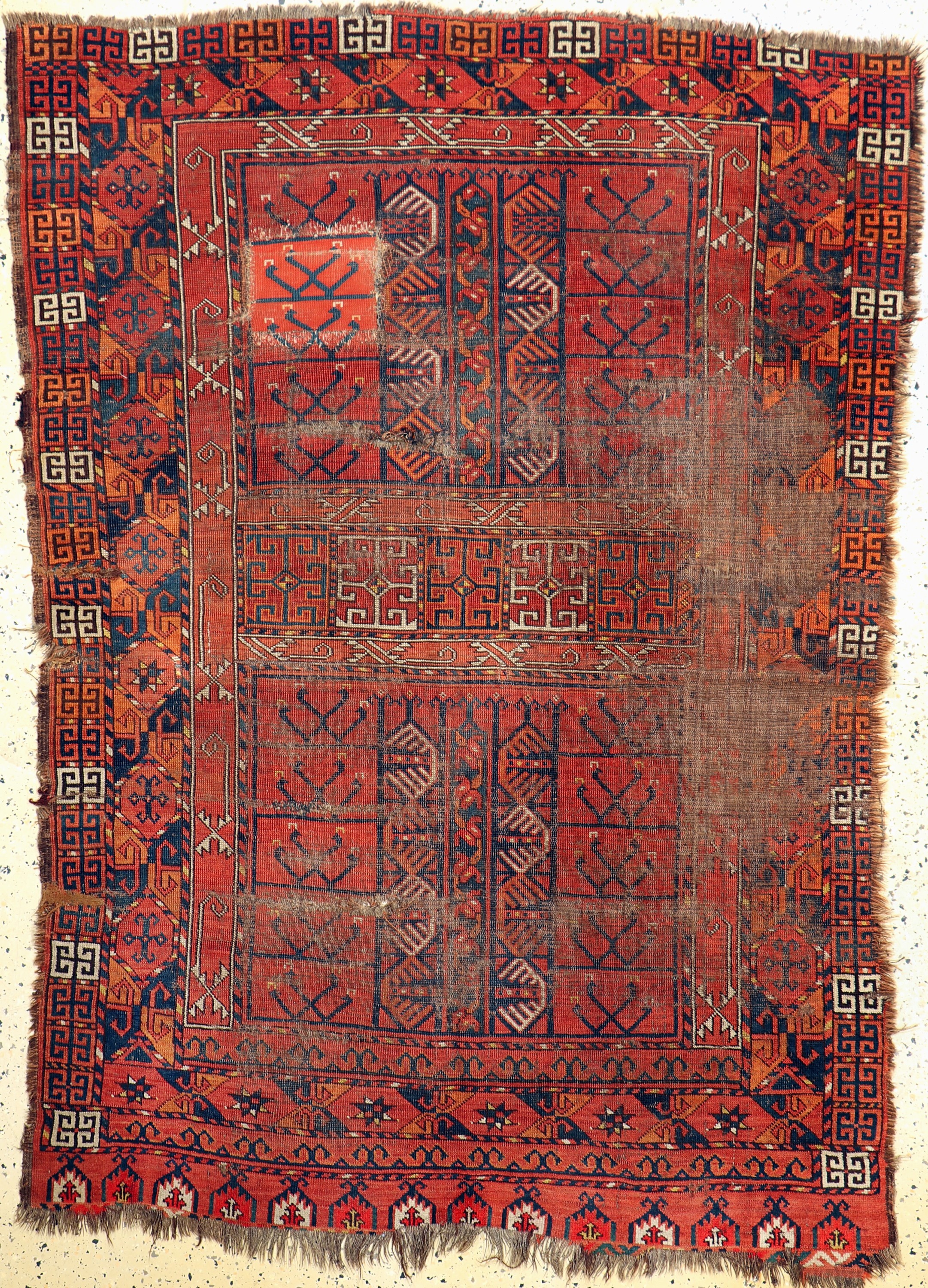 Ersari Engsi antik, Turkmenistan, 19.Jhd, Wolle auf Wolle, ca. 180 x 126 cm, EHZ: 4