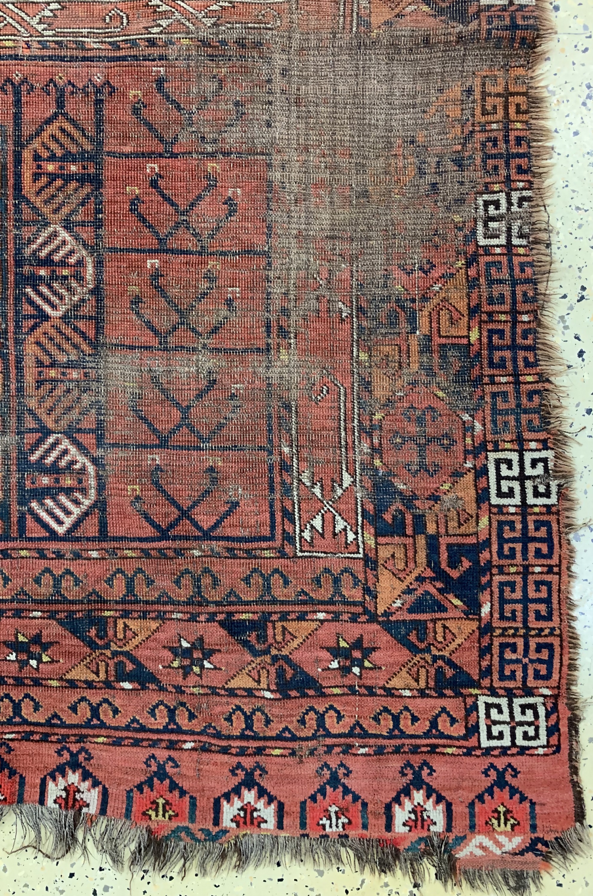 Detail a: Ersari Engsi antik, Turkmenistan, 19.Jhd, Wolle auf Wolle, ca. 180 x 126 cm, EHZ: 4