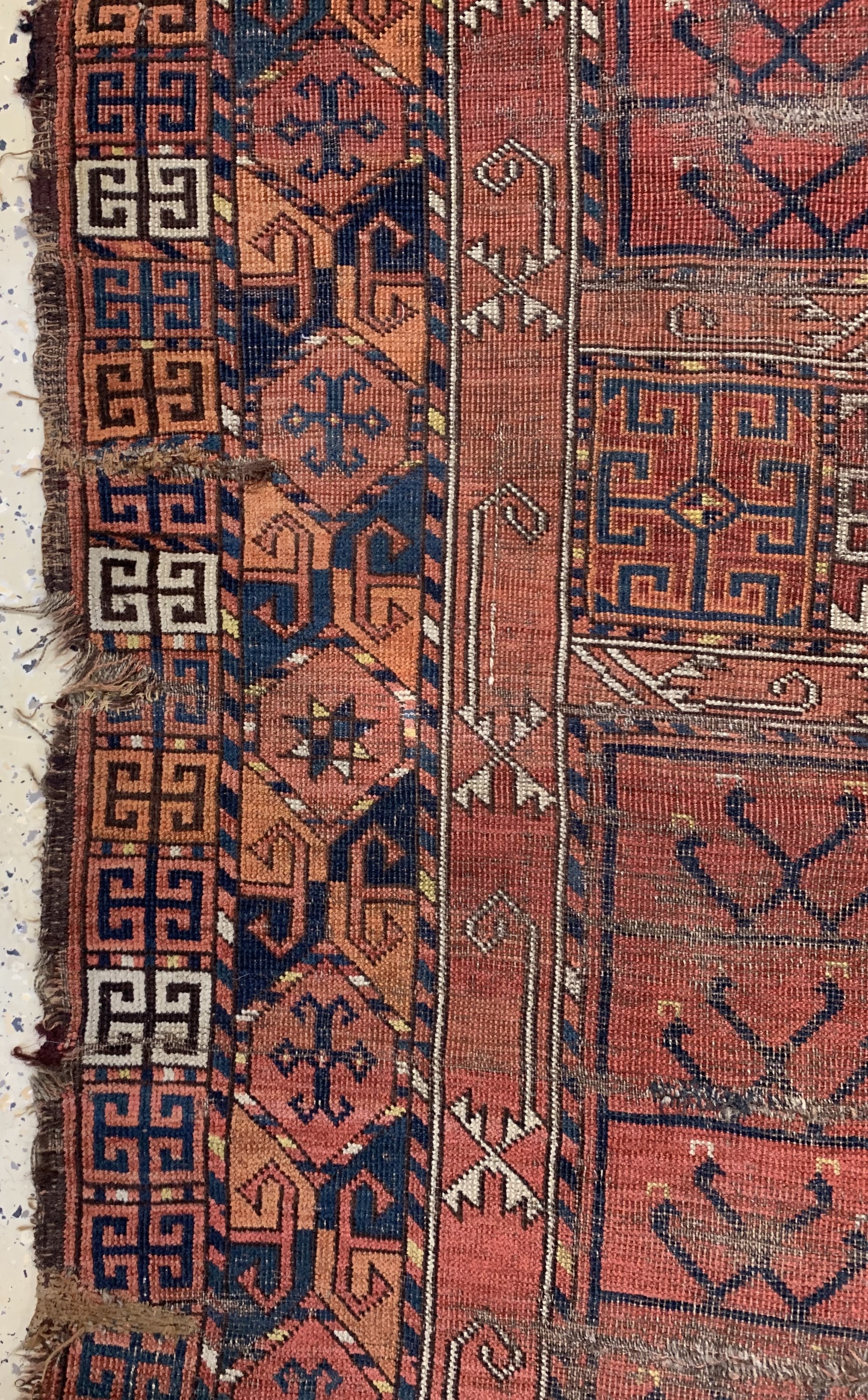 Detail c: Ersari Engsi antik, Turkmenistan, 19.Jhd, Wolle auf Wolle, ca. 180 x 126 cm, EHZ: 4