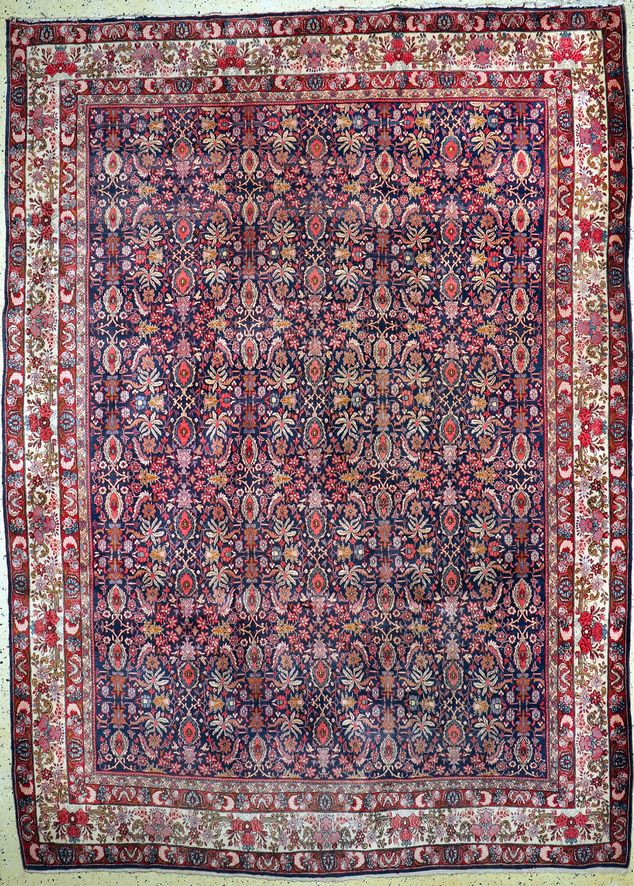 Bidjar Kork fein, Persien, ca. 60 Jahre, Korkwolle auf Baumwolle, ca. 365 x 270 cm, verblasst, EHZ: 2, (kleine Reperatur)