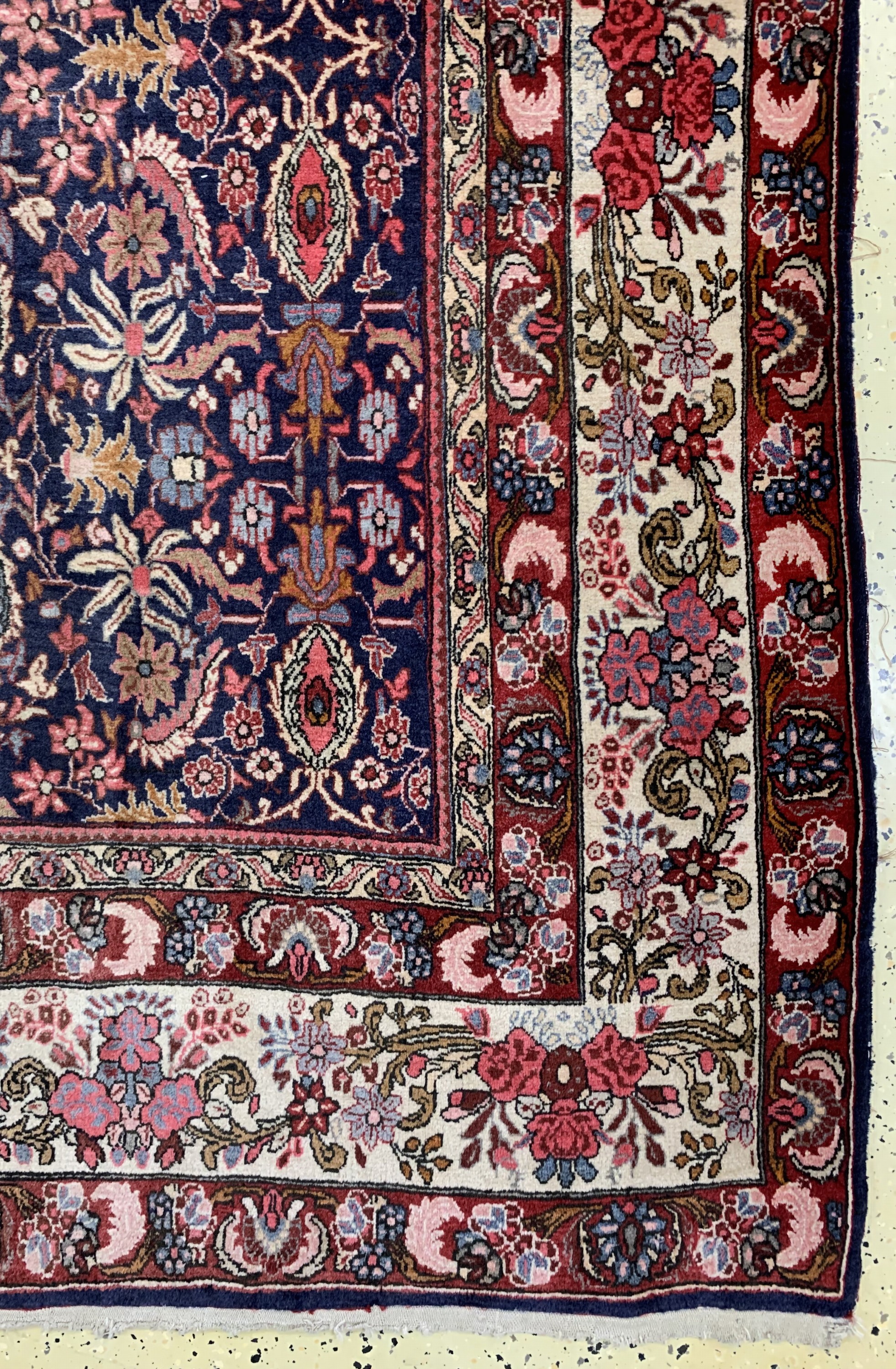 Detail a: Bidjar Kork fein, Persien, ca. 60 Jahre, Korkwolle auf Baumwolle, ca. 365 x 270 cm, verblasst, EHZ: 2, (kleine Reperatur)