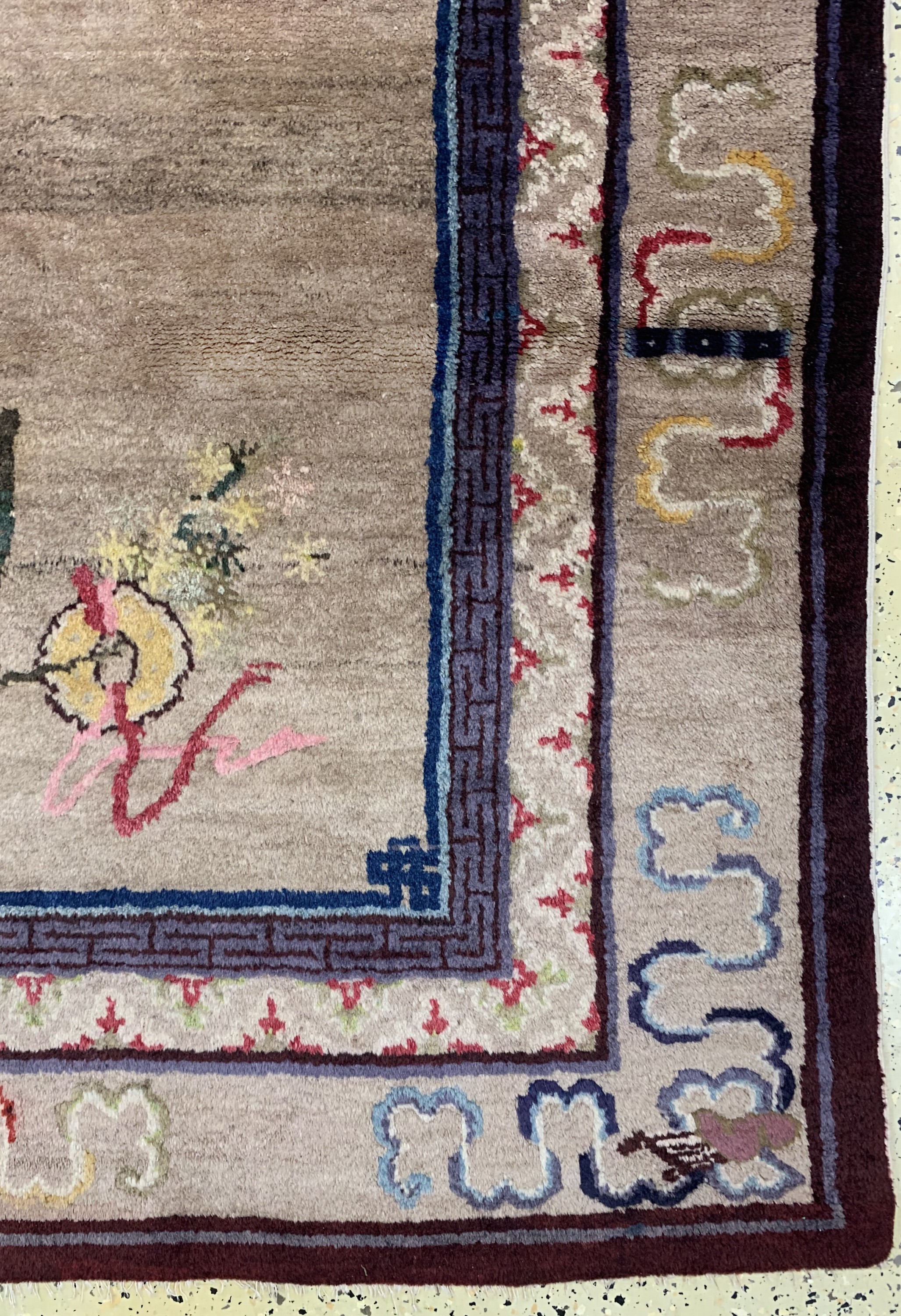 Detail a: Pao Tow antik, China, um 1900, Wolle auf Baumwolle, ca. 200 x 140 cm, restauriert, EHZ:2(kleiner Riss)