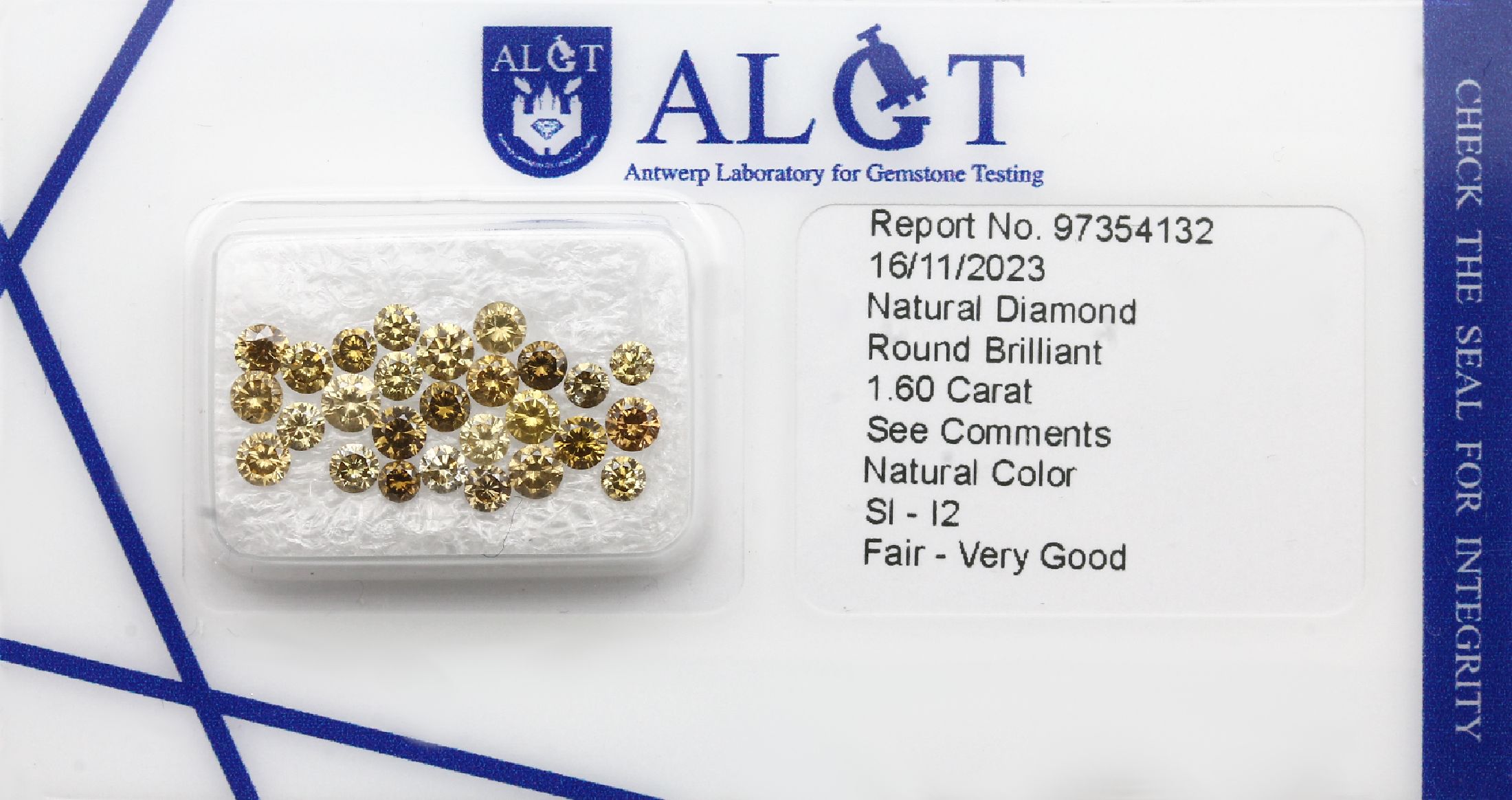 Lot 25 lose Diamanten, zus. 1.60 ct light to fancy deep yellowish Brown/Yellowish Grayish Brown/Brownish Yellow/Brownish GrayishYellow/si-p2, ...