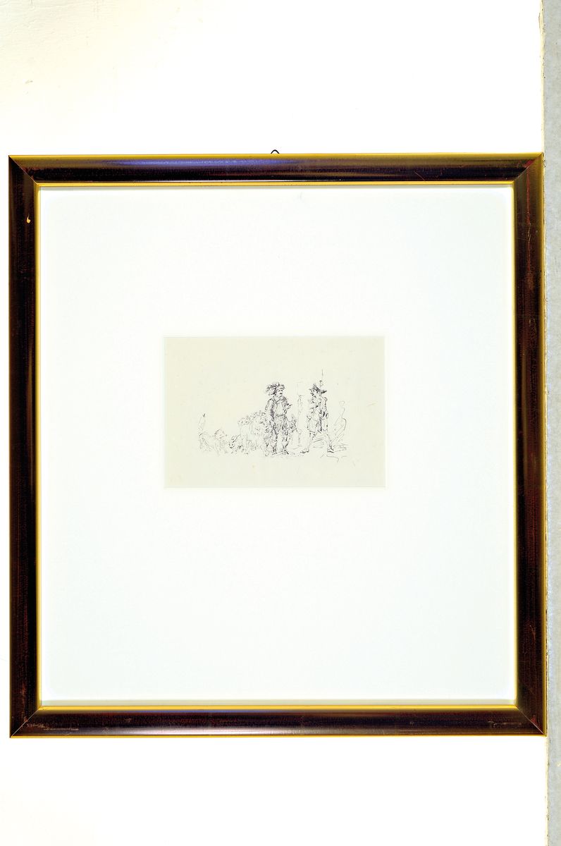 Detail k: Max Slevogt, 1868 Landshut-1932 Leinsweiler, drei Strichätzungen, handsigniert, ca. 8x13cm, 3x7cm und 6x10cm, PP, u.Gl., in zwei Rahmen je 48x44cm