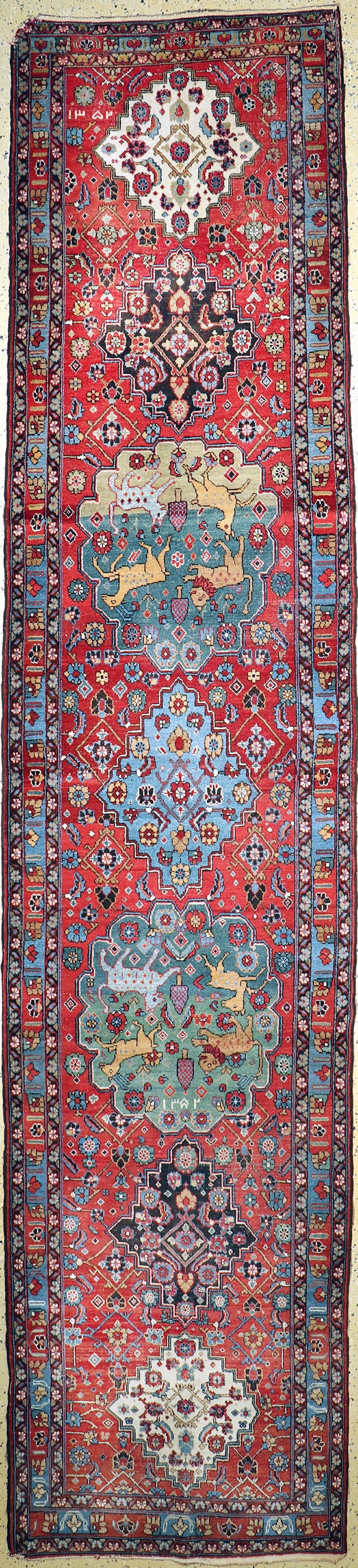 Bidjar alt, Persien, datiert 1352(1929), Wolle auf Baumwolle, ca. 430 x 95 cm, EHZ: 3, (Ecken beschädigt)
