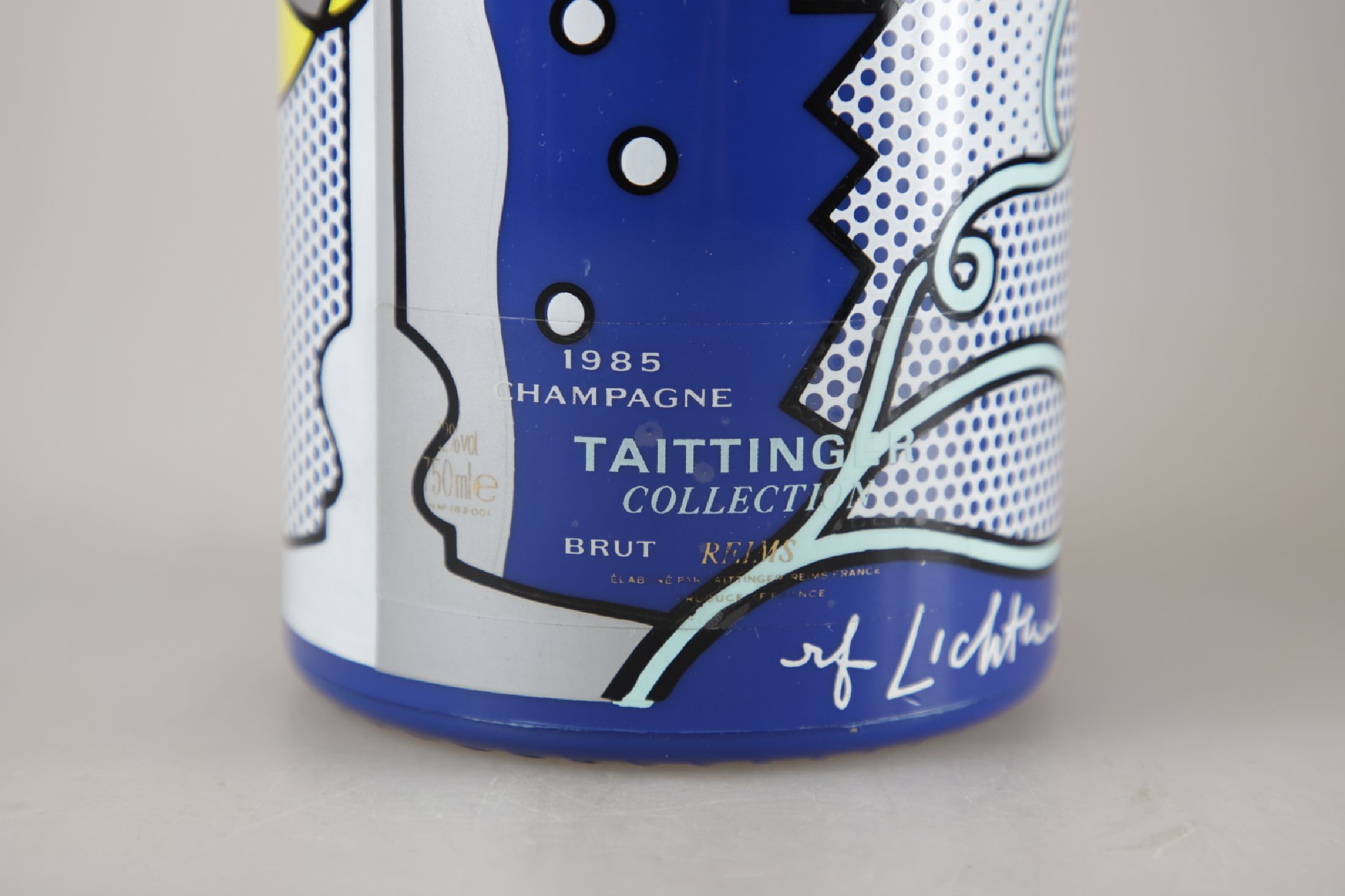 Detail a: 1 Flasche 1985 Taittinger Collection Roy Lichtenstein, Champagne, Brut, Künstleredition, ca. 75cl, 12% Vol., berieben