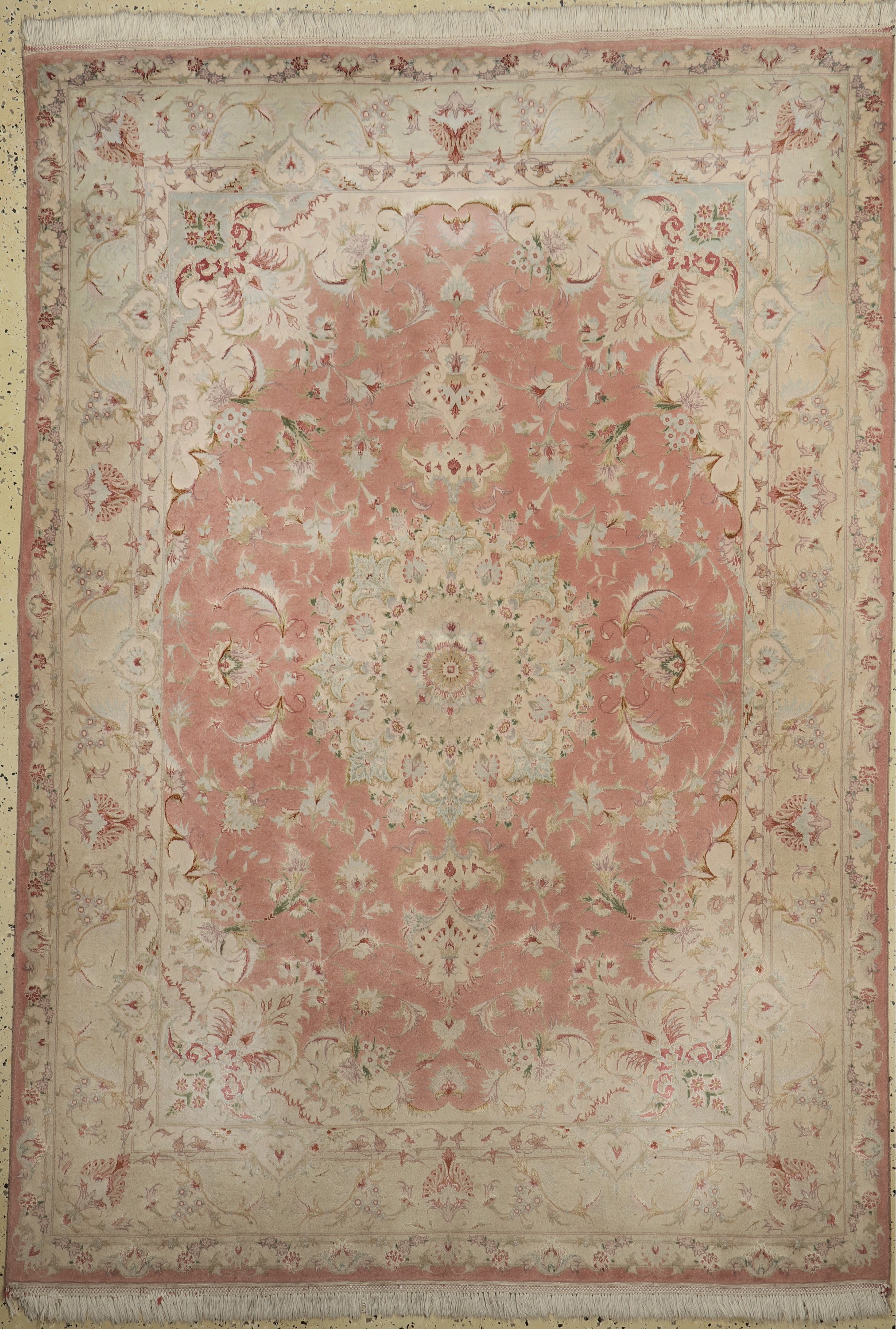 Täbriz fein(50 Raj), Persien, ca. 50 Jahre,Korkwolle mit Seide, ca. 220 x 155 cm, Reinigungsbedürftig, EHZ: 2