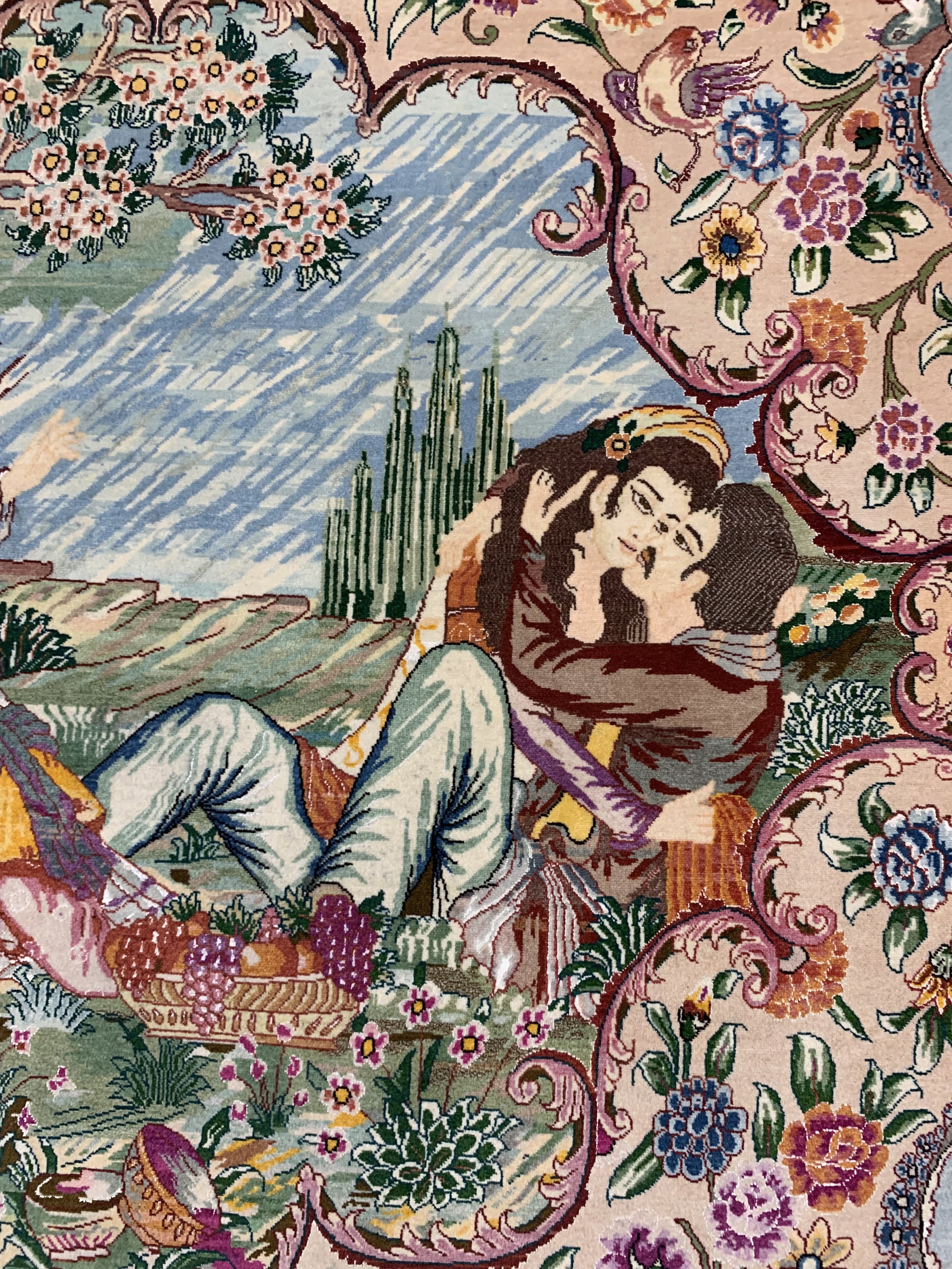 Detail b: Täbriz fein(50 Raj), Persien, ca. 50 Jahre,Korkwolle mit Seide, ca. 197 x 145 cm, ca. 500.000 Kn/qm, EHZ: 2