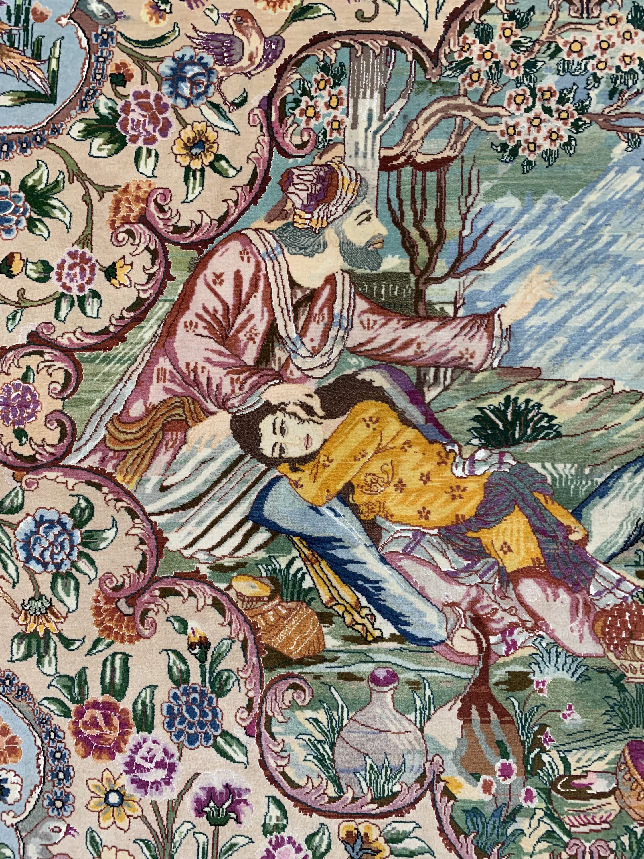 Detail c: Täbriz fein(50 Raj), Persien, ca. 50 Jahre,Korkwolle mit Seide, ca. 197 x 145 cm, ca. 500.000 Kn/qm, EHZ: 2