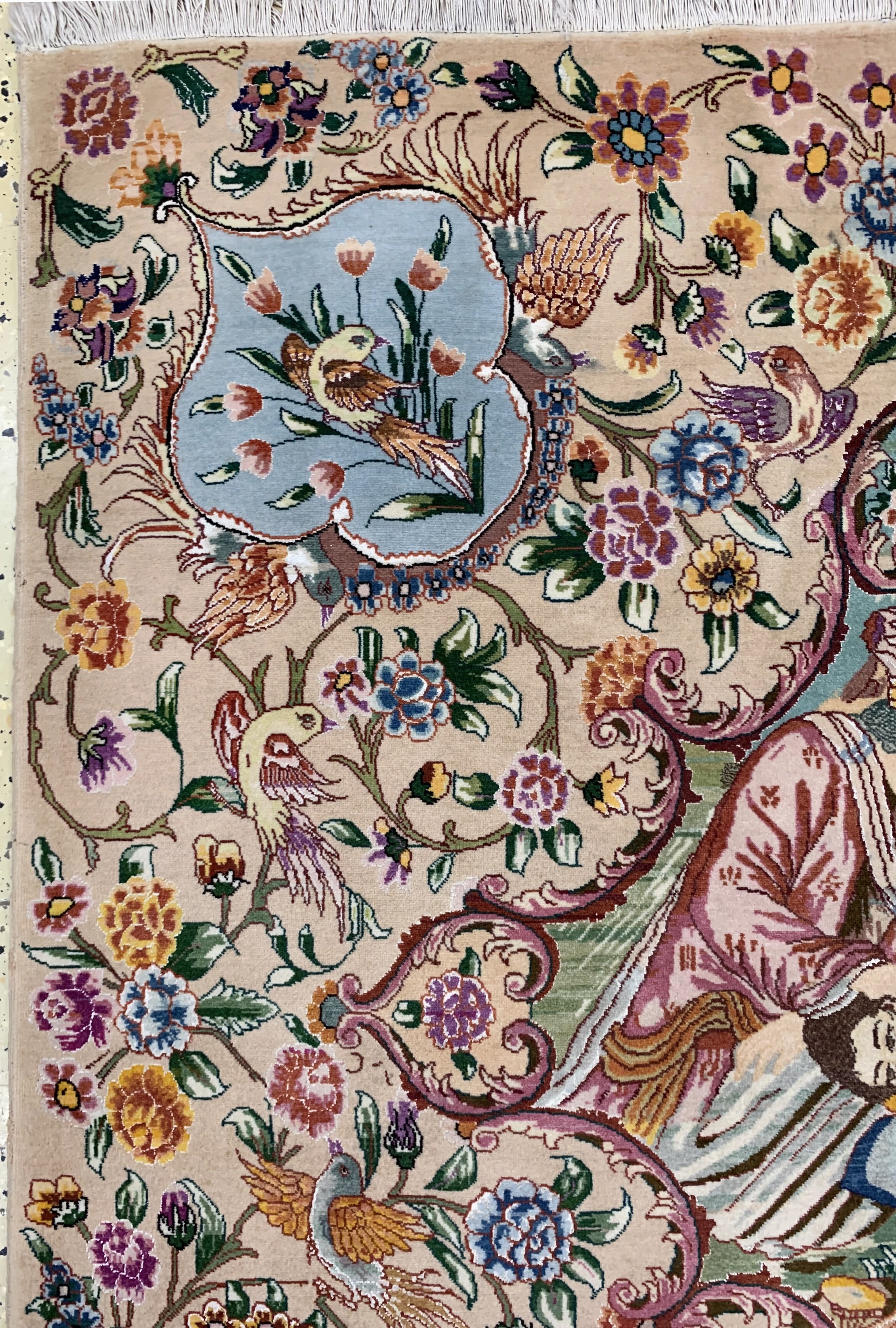 Detail d: Täbriz fein(50 Raj), Persien, ca. 50 Jahre,Korkwolle mit Seide, ca. 197 x 145 cm, ca. 500.000 Kn/qm, EHZ: 2