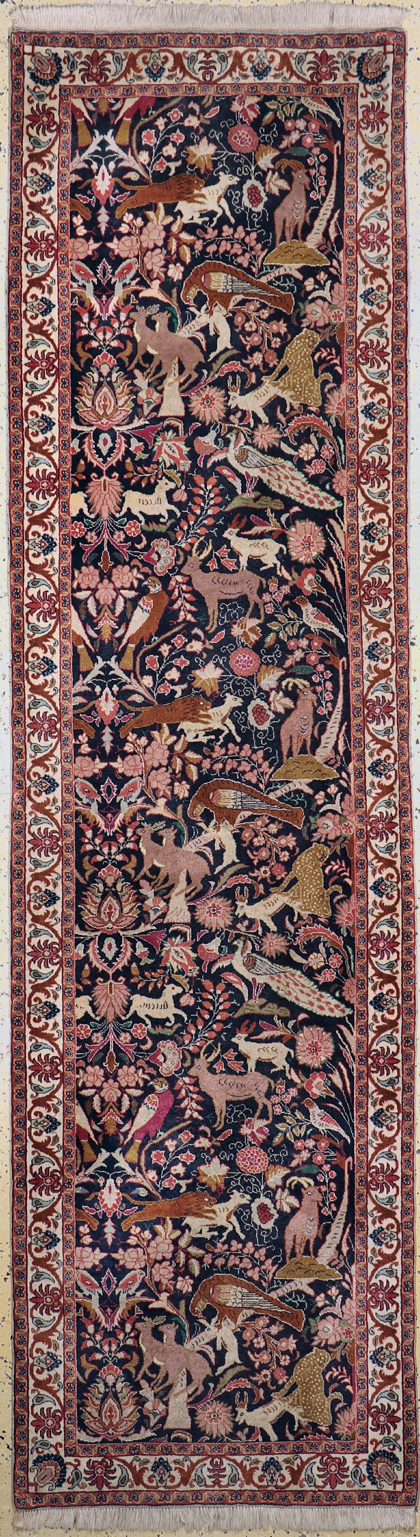 Bidjar Kork fein, Persien, ca. 50 Jahre, Korkwolle auf Baumwolle, ca. 292 x 80 cm, EHZ:2
