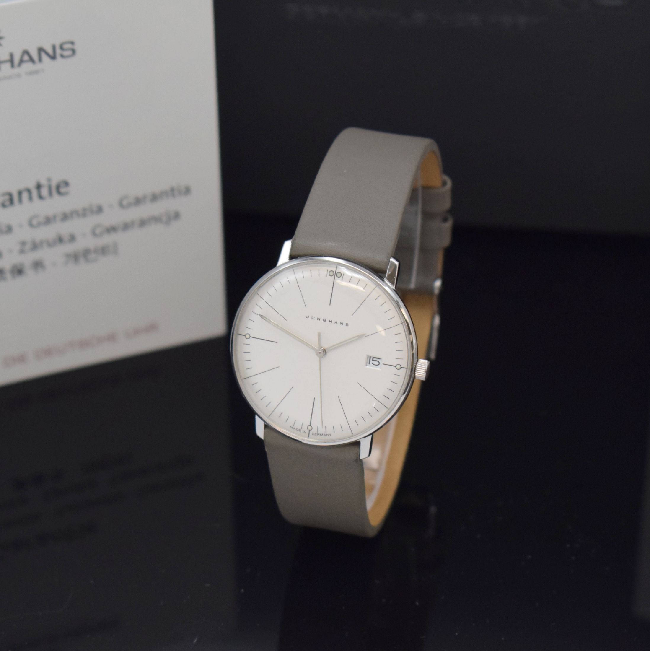 JUNGHANS Max Bill Design Armbanduhr in Stahl Referenz 47/4251.04, Deutschland verk. lt. beil. Pap. 08/2021, quarz, Boden 4-fach verschr., orig. ...