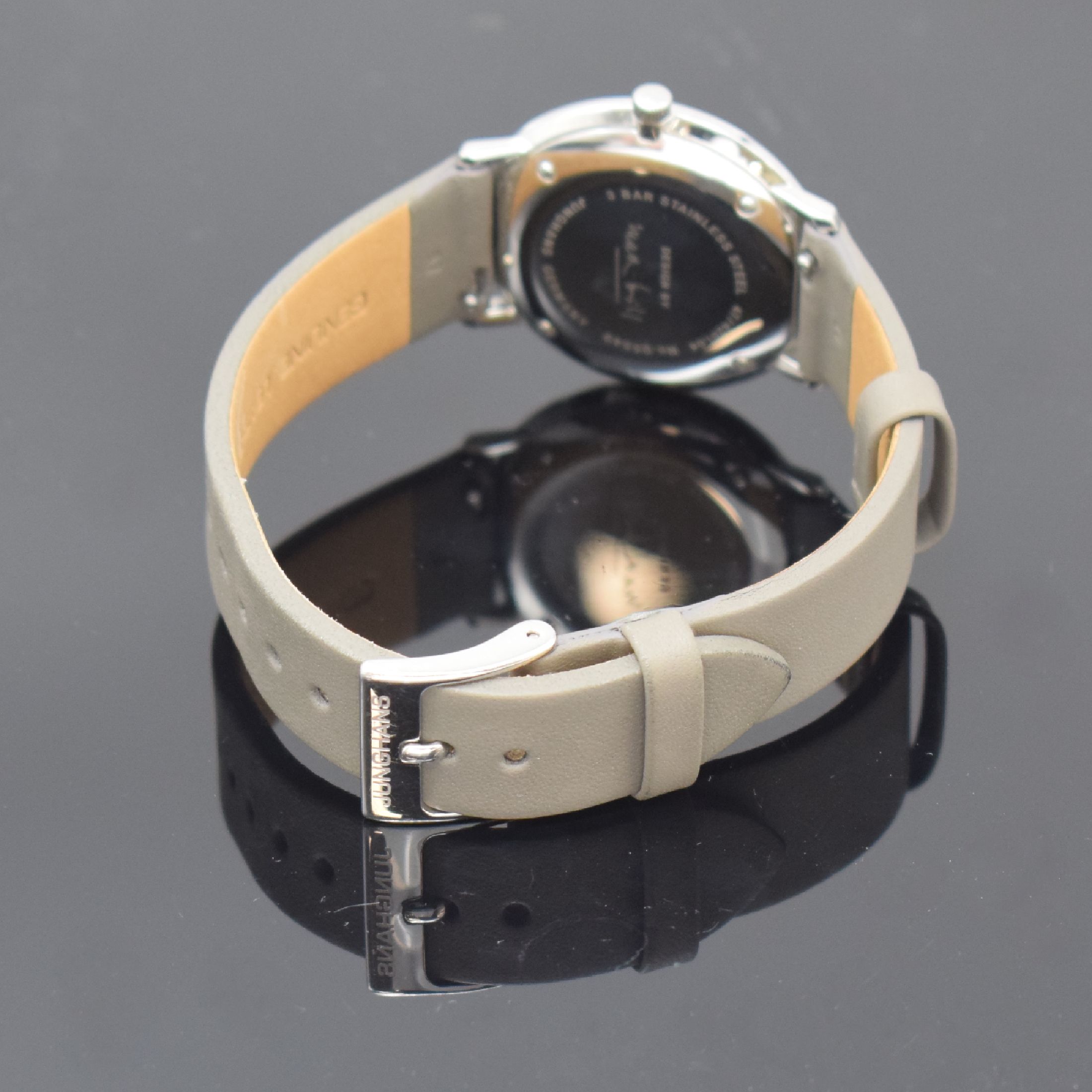 Detail e: JUNGHANS Max Bill Design Armbanduhr in Stahl Referenz 47/4251.04, Deutschland verk. lt. beil. Pap. 08/2021, quarz, Boden 4-fach verschr., orig. ...