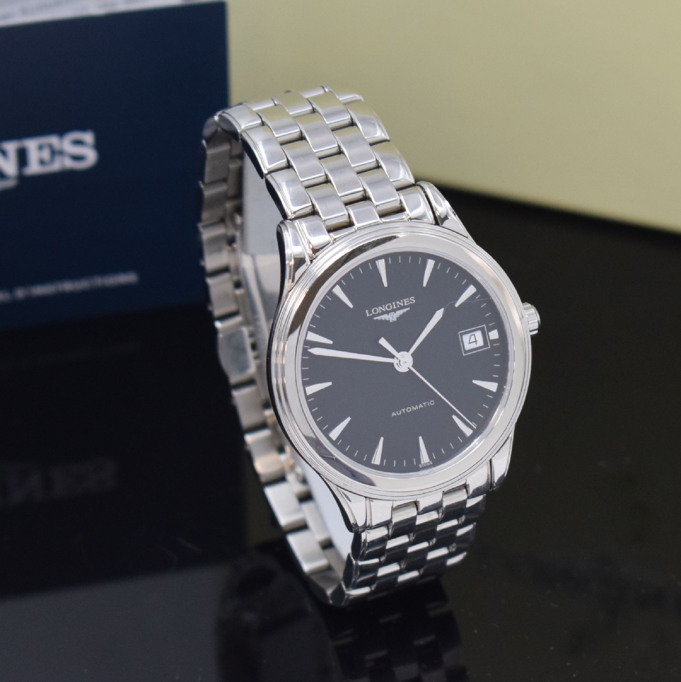Detail b: LONGINES Flagship Herrenarmbanduhr in Stahl Referenz L4.774.4, Schweiz verk. lt. beil. Pap. 07/2023, Automatik, beids. vergl. Geh. inkl. orig. ...