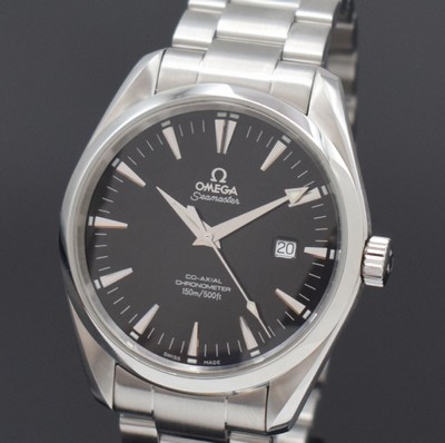 26725309a - OMEGA Seamaster Co-Axial Aqua Terra chronometer gents wristwatch in steel, self winding, reference 220.10.41.21.10.001, on both sides glazed case including original stainless steel bracelet with deployant clasp, screwed down case back, black dial with silvered hour-indices, silvered hands, date at 3, diameter approx. 42 mm, length approx. 19 cm, condition 2