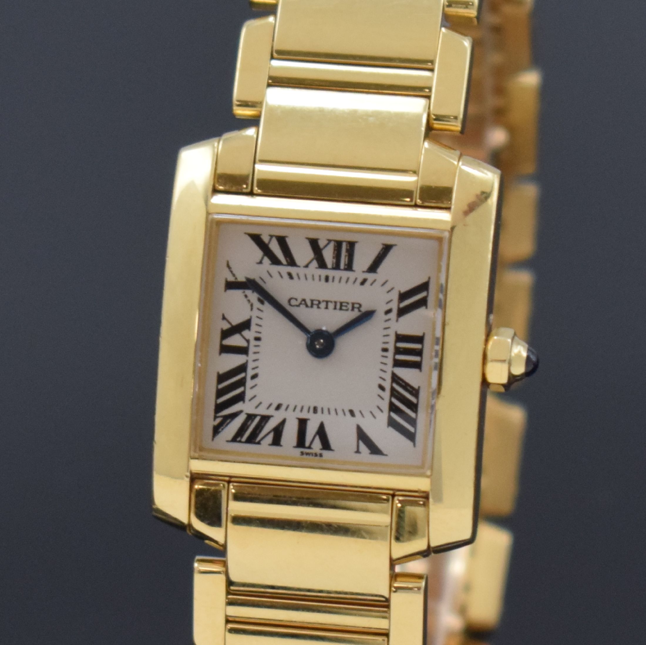 Detail a: CARTIER Damenarmbanduhr Tank Francaise in GG 750/000 Referenz 1820, Schweiz um 2000, quarz, Boden 4-fach verschr., Schmuckkrone, Gliederband m. dopp. ...