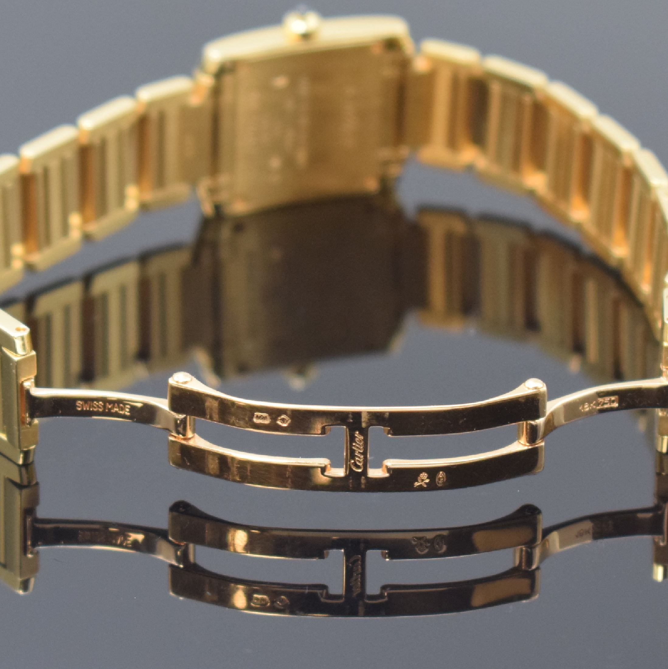 Detail b: CARTIER Damenarmbanduhr Tank Francaise in GG 750/000 Referenz 1820, Schweiz um 2000, quarz, Boden 4-fach verschr., Schmuckkrone, Gliederband m. dopp. ...