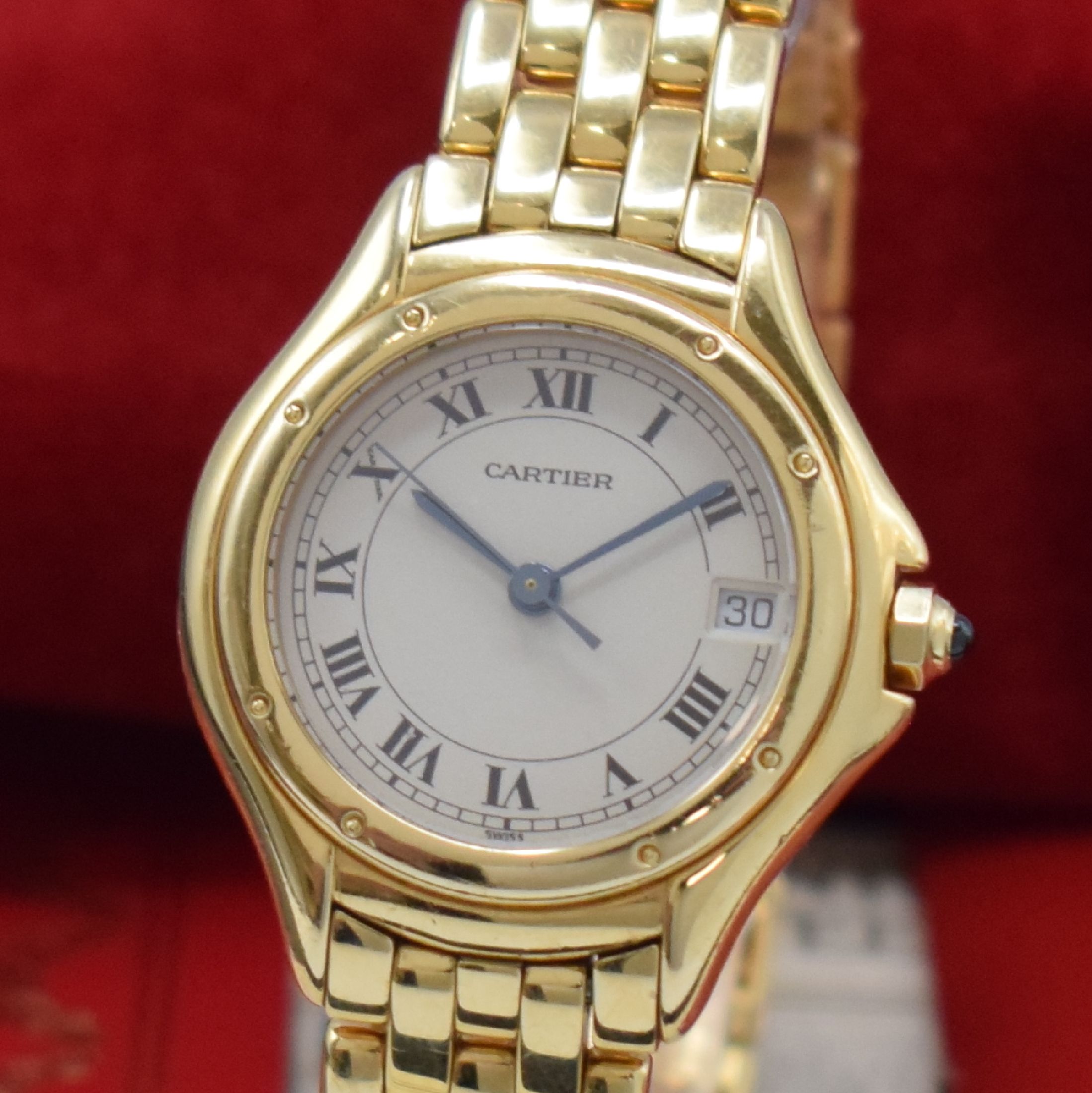 Detail a: CARTIER Damenarmbanduhr Cougar in GG 750/000 Referenz 887906, Schweiz verk. lt. beil. Pap. 09/1991, quarz, Boden 8-fach verschr., Gliederband m. ...