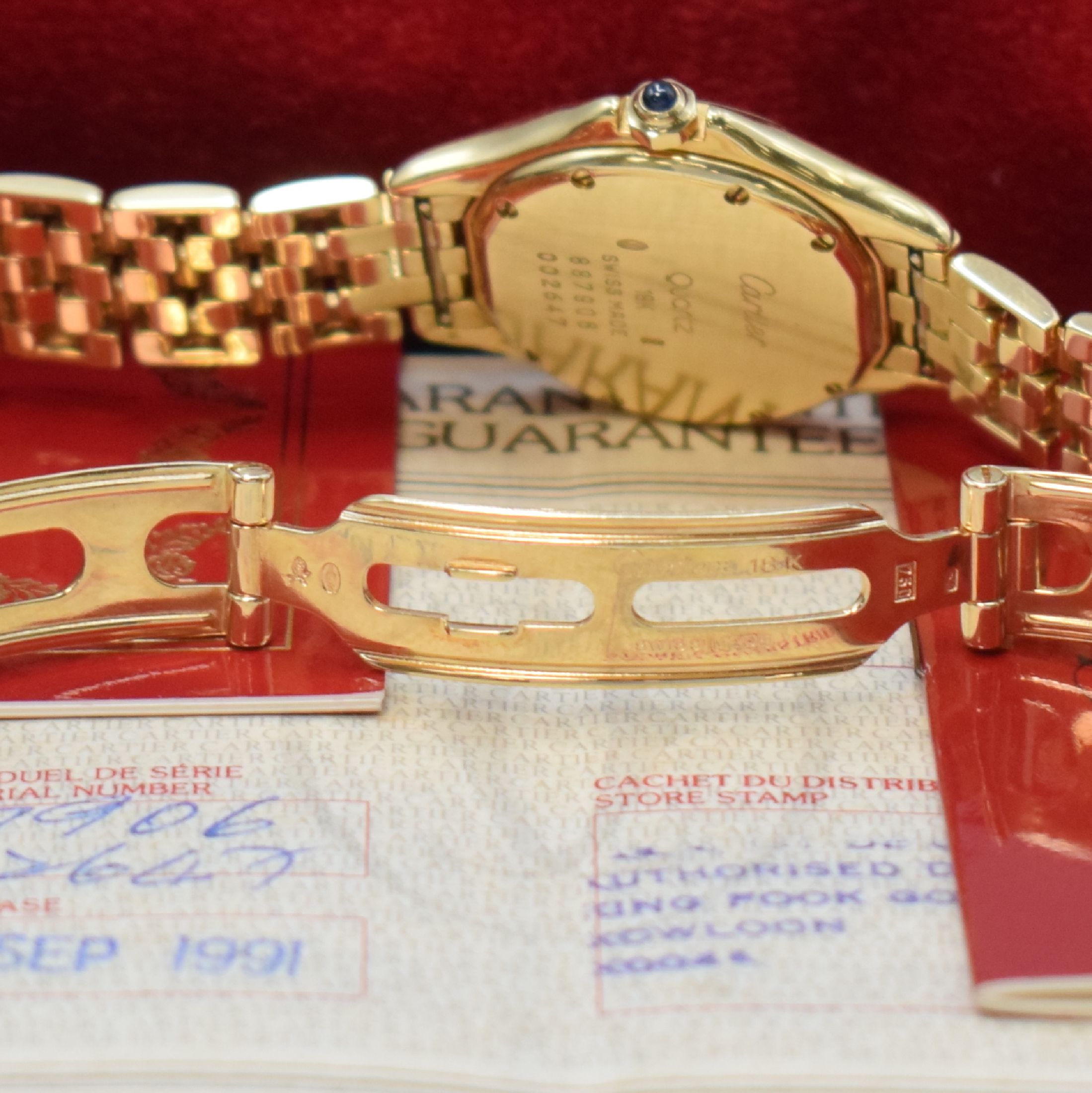 Detail b: CARTIER Damenarmbanduhr Cougar in GG 750/000 Referenz 887906, Schweiz verk. lt. beil. Pap. 09/1991, quarz, Boden 8-fach verschr., Gliederband m. ...