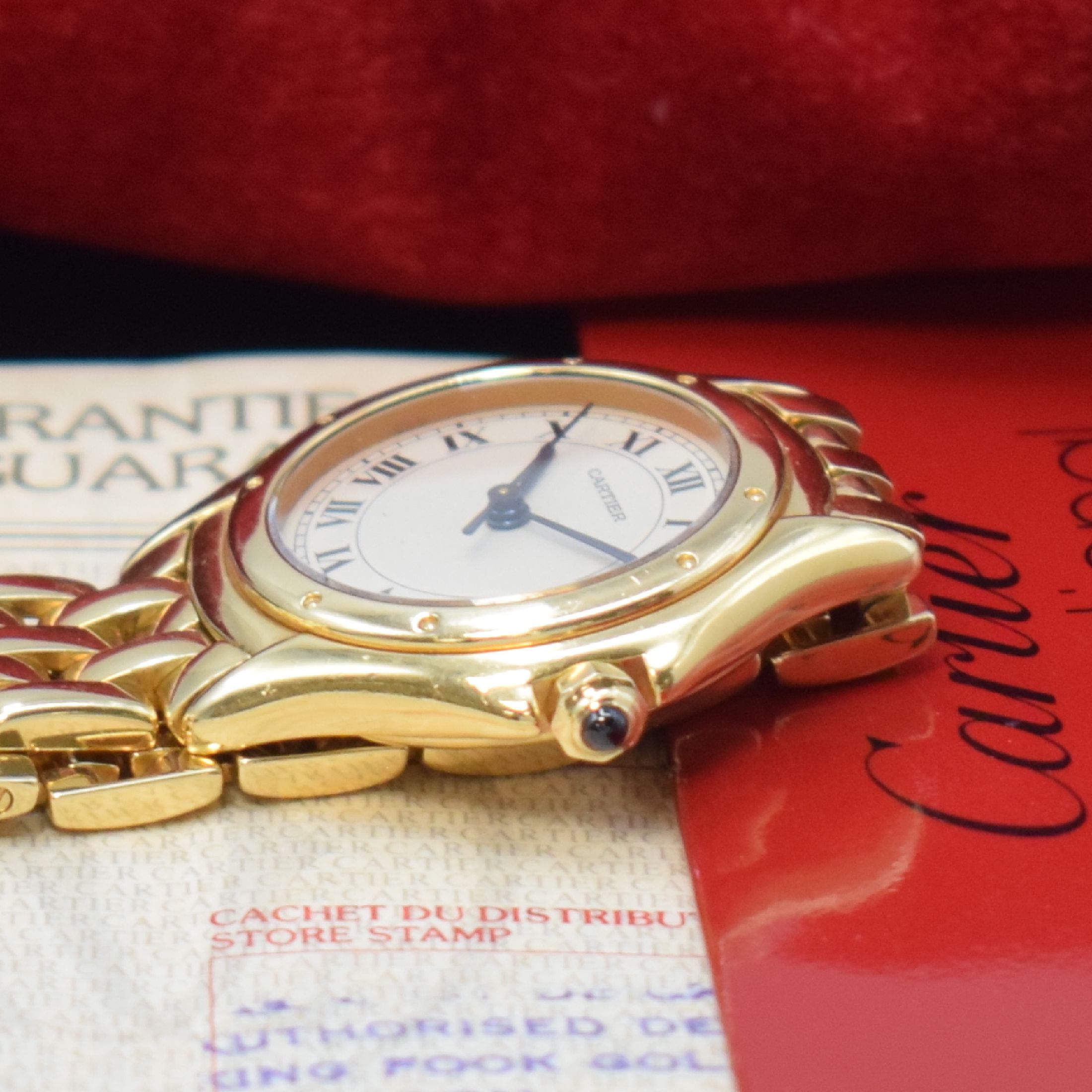 Detail c: CARTIER Damenarmbanduhr Cougar in GG 750/000 Referenz 887906, Schweiz verk. lt. beil. Pap. 09/1991, quarz, Boden 8-fach verschr., Gliederband m. ...