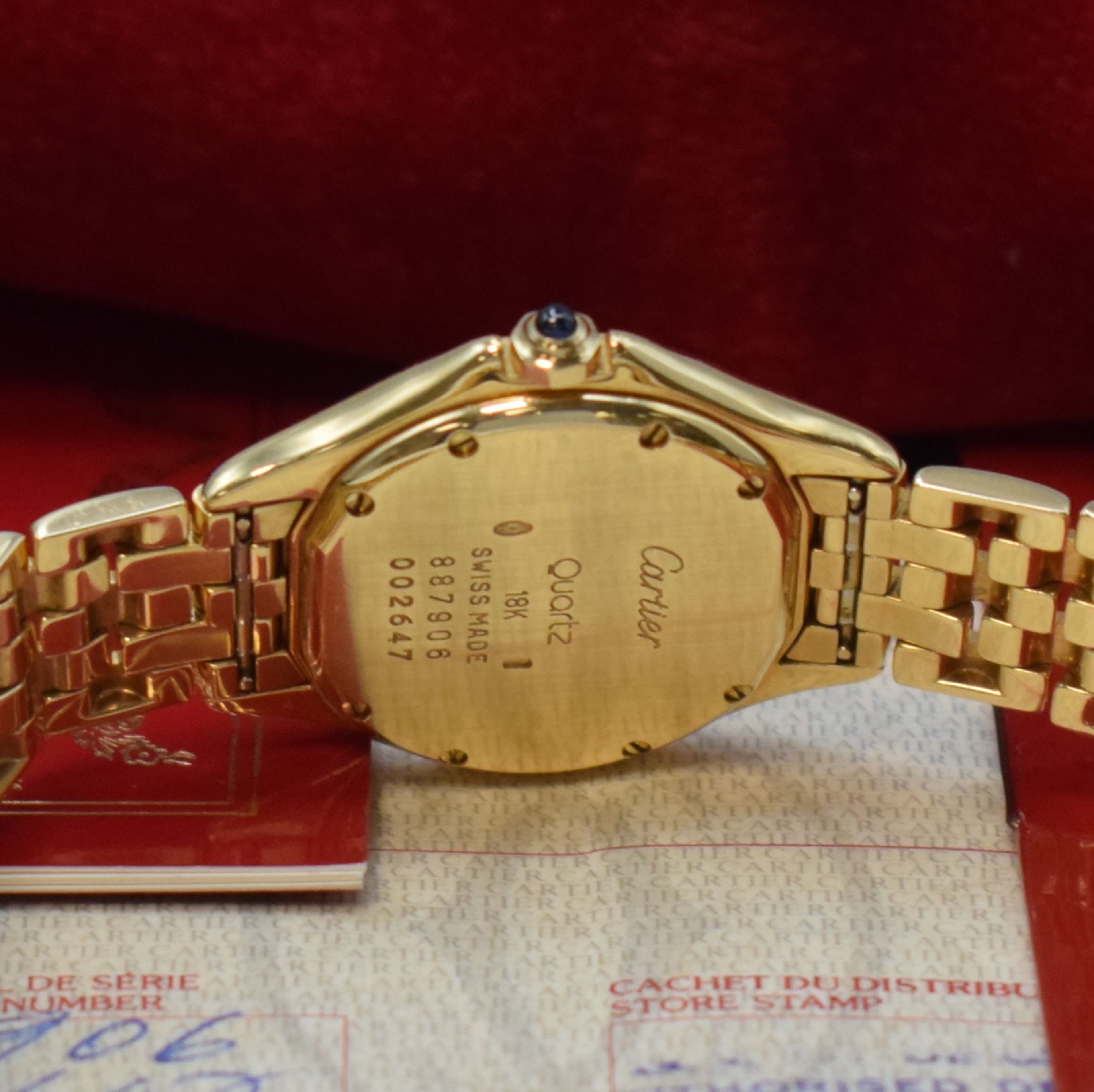 Detail d: CARTIER Damenarmbanduhr Cougar in GG 750/000 Referenz 887906, Schweiz verk. lt. beil. Pap. 09/1991, quarz, Boden 8-fach verschr., Gliederband m. ...