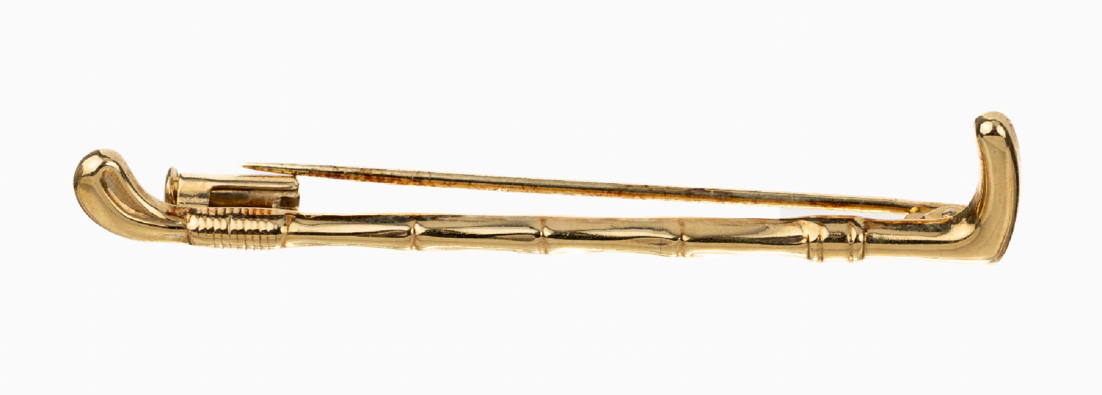 14 kt Gold Brosche "Golfschläger", GG 585/000 gepr., L. ca. 5 cm, ca. 1.7 g