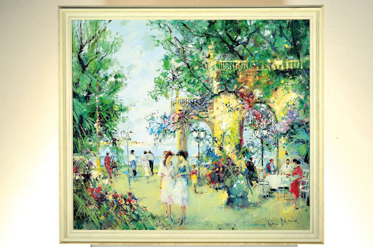 Detail k: Paul Morro (Infried Paul Henze-Morro), 1925 Leipzig-2013, Studium an den Akademien Leipzig und München, hier: Am See, verso so betitelt, Öl/Lwd, ...