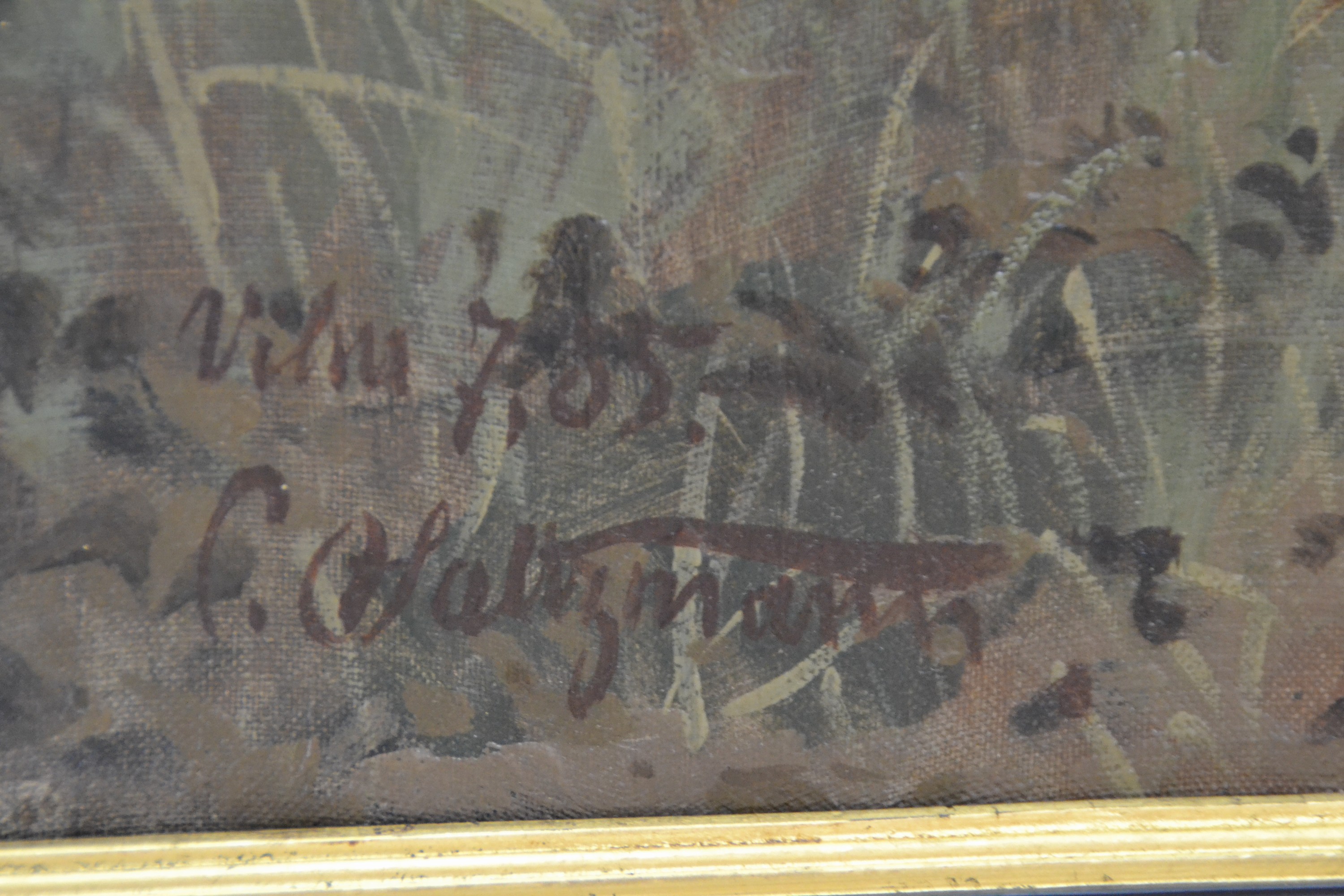 Detail d: Carl Saltzmann, 1847 Berlin-1923 Potsdam, Ostseelandschaft mit sonntäglich gekleideter Mutter und Tochter, Öl/Lwd, signiert, ca. 58 x60 cm, Rahmen ...