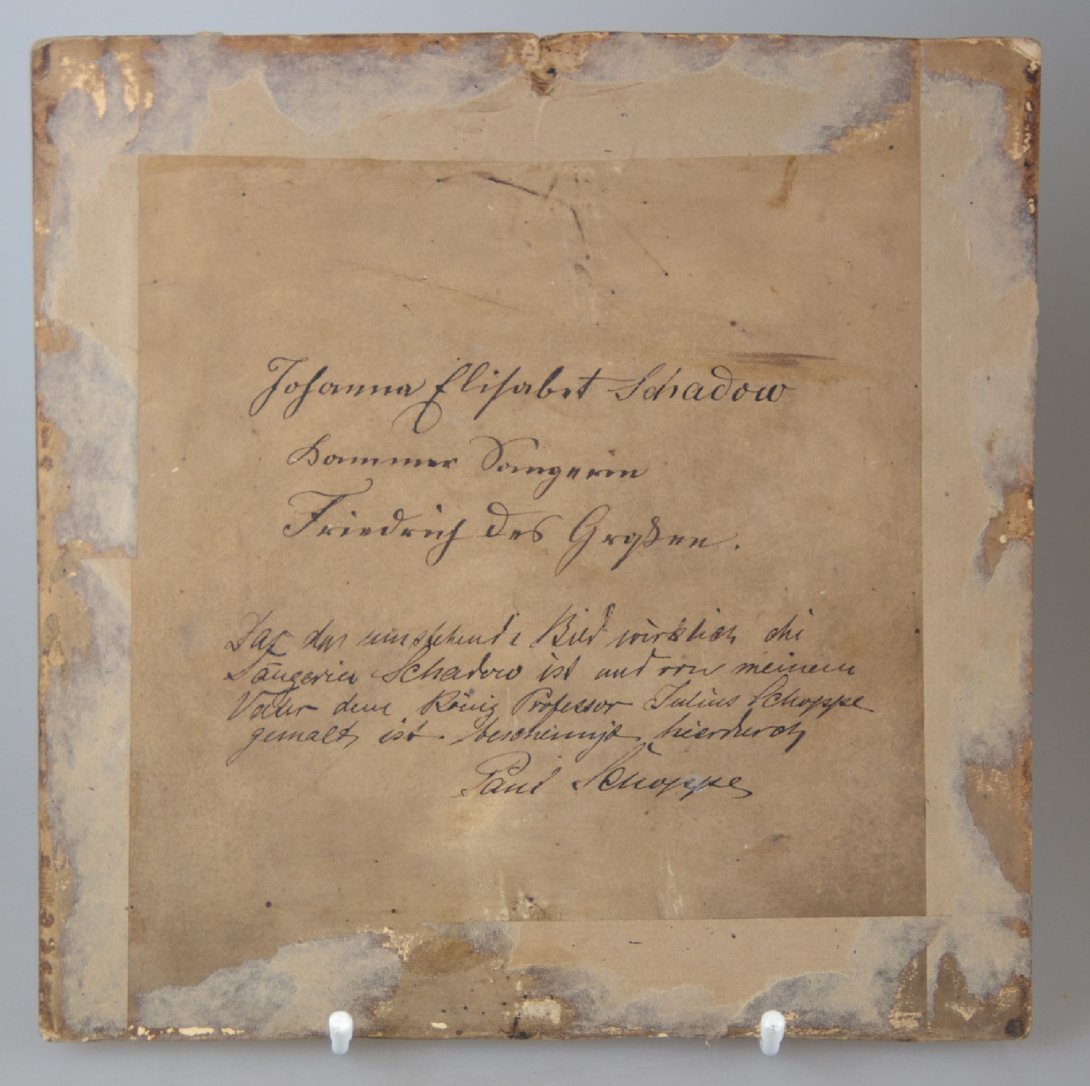 Detail b: Zuschreibung: Julius Schoppe, 1795-1868 Berlin, Damenbildnis, wohl die Mutter des Künstlers, verso bezeichnet: "Johanna Elisabeth Schadow" ...