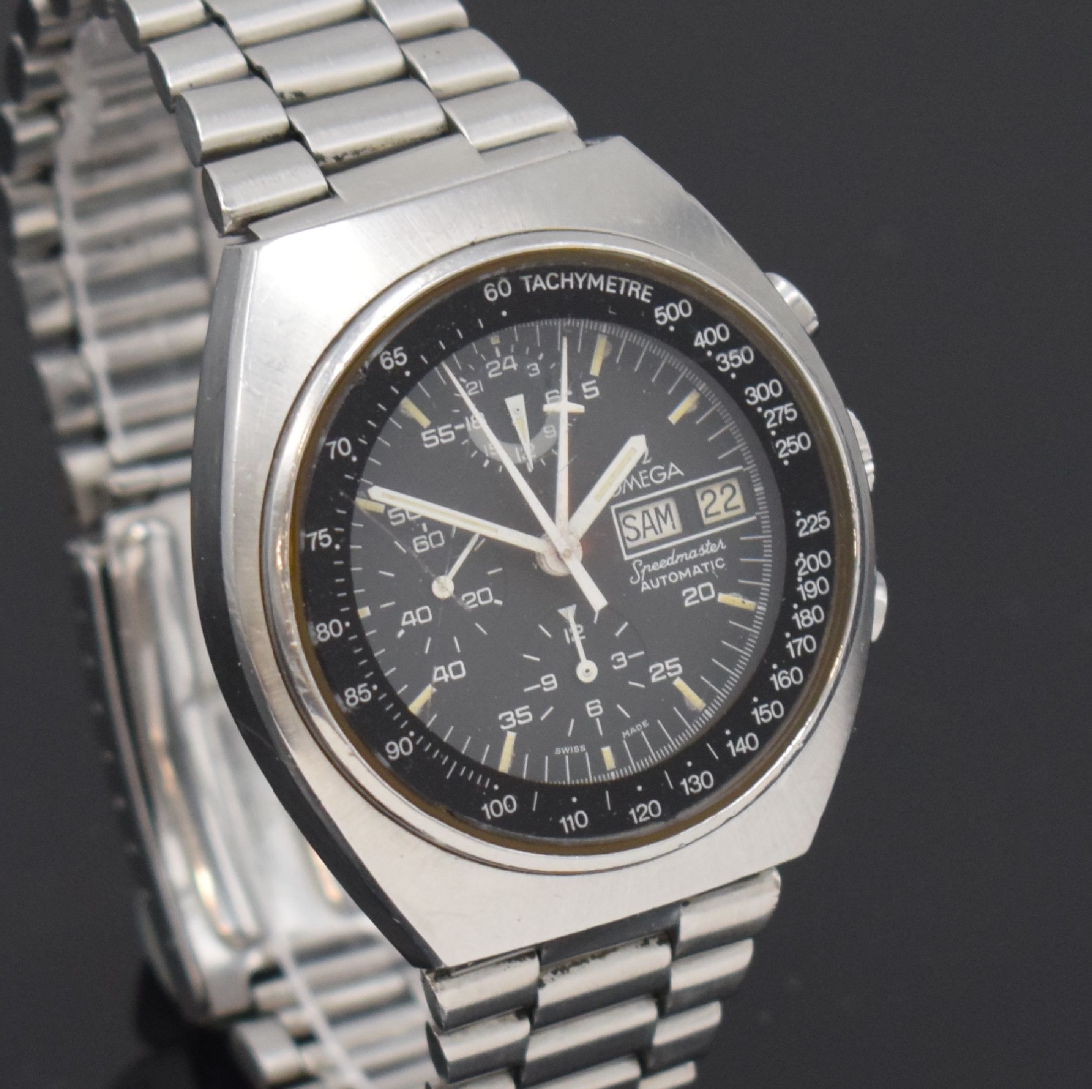 Detail c: OMEGA Speedmaster Automatic Armbandchronograph sogenannte Mark 4,5 Referenz 176.0012, Schweiz um 1985, verschr. Geh. inkl. orig. Gliederband m. ...