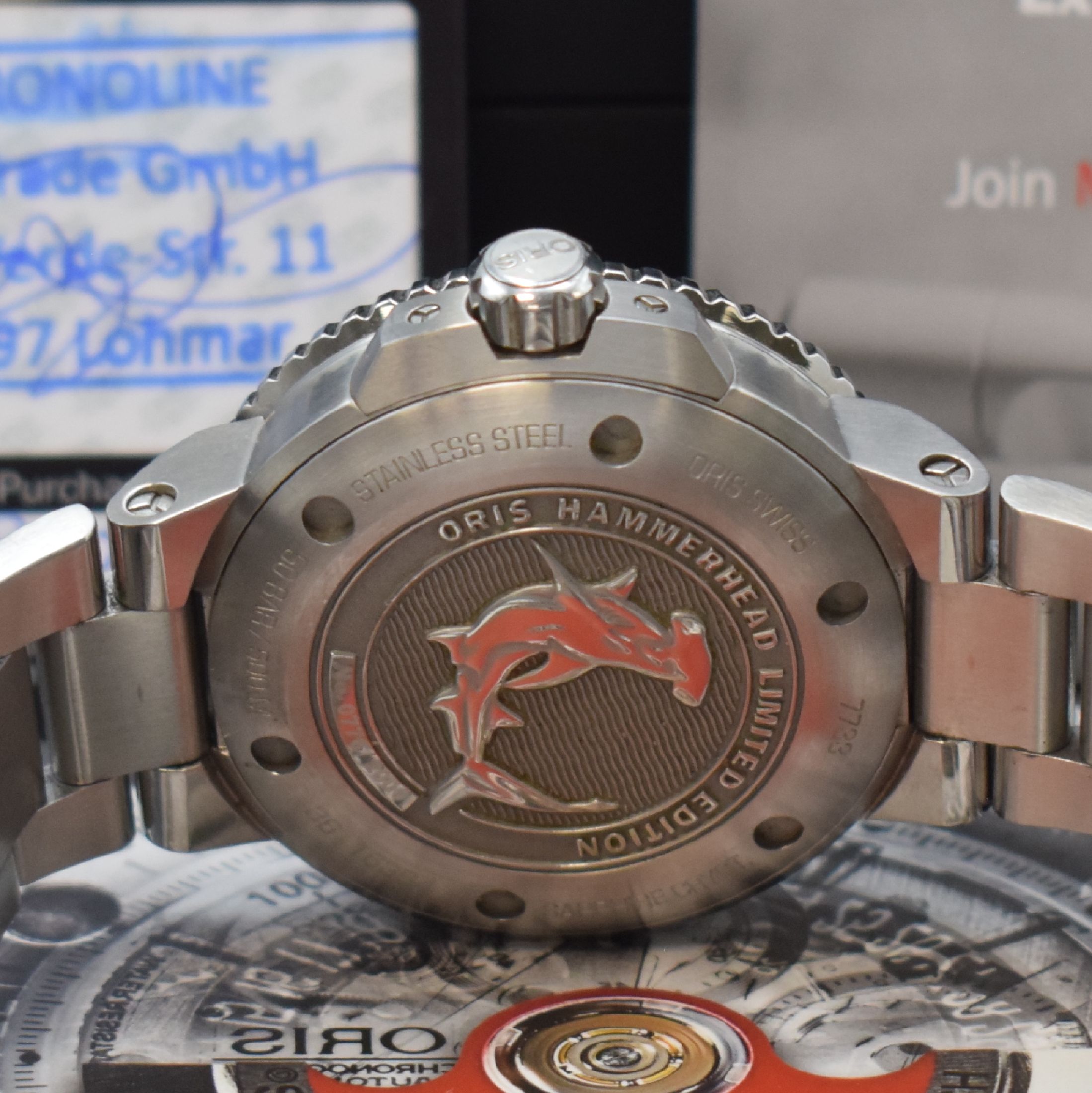 Detail d: ORIS Aquis Herrenarmbanduhr in Edelstahl Referenz 01 752 7733, Schweiz verk. lt. beil. Pap. 08/2017, Automatik, Boden u. Krone verschr., orig. ...