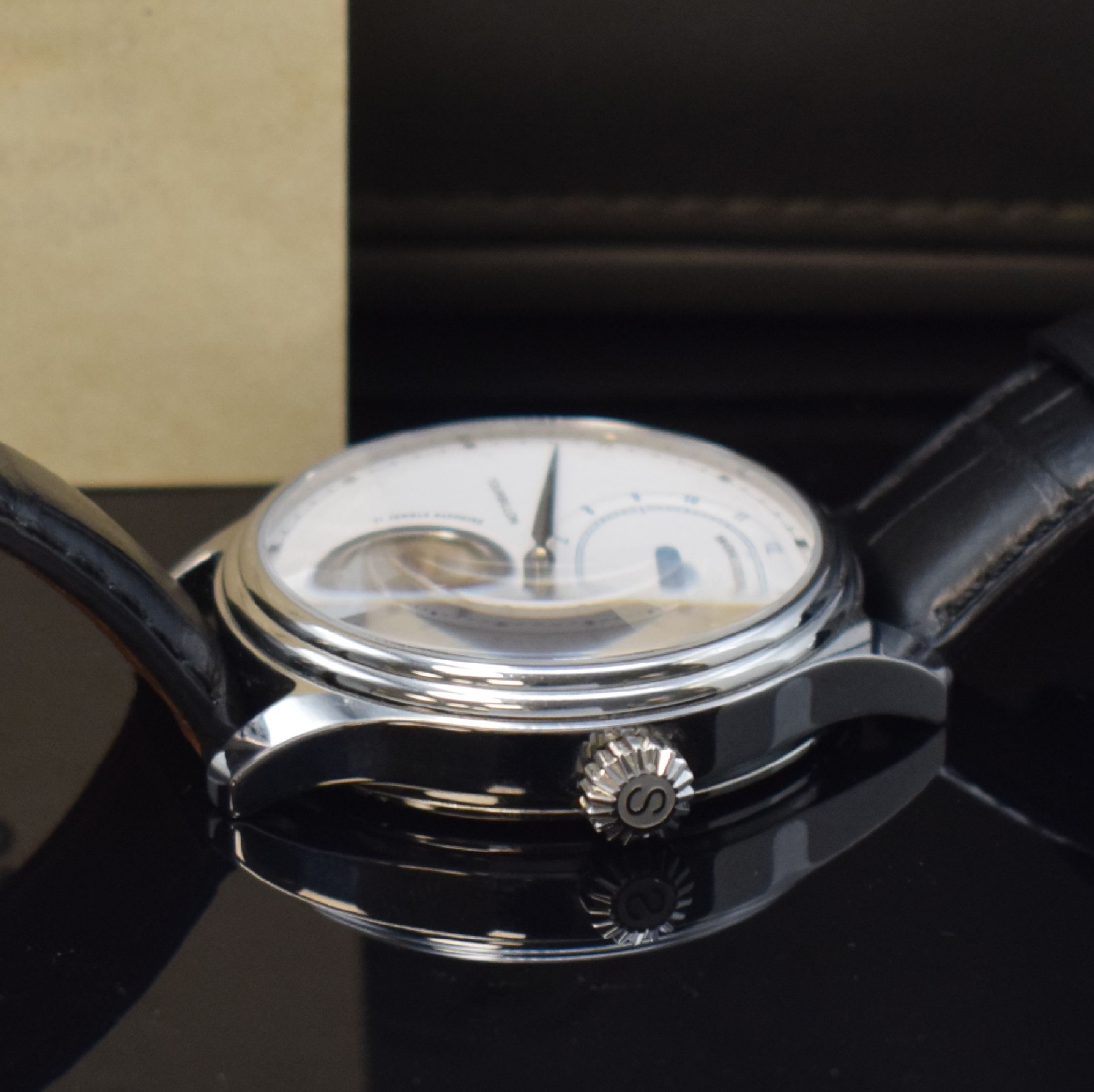Detail c: SCHÜRMANNS Baden Baden Tourbillon Herrenarmbanduhr in Stahl, Deutschland verk. lt. beil. Garantie 06/2021, Handaufzug, beids. vergl. Geh. inkl. ...