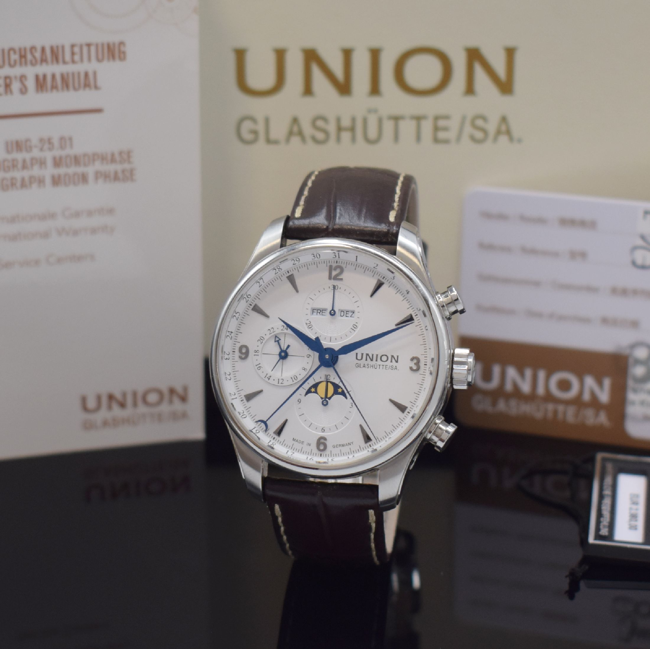 UNION GLASHÜTTE/SA Belisar Herrenarmbanduhr in Stahl Referenz D009.425A, Deutschland verk. lt. beil. Pap. 08/2020, Automatik, beids. vergl. Geh. ...