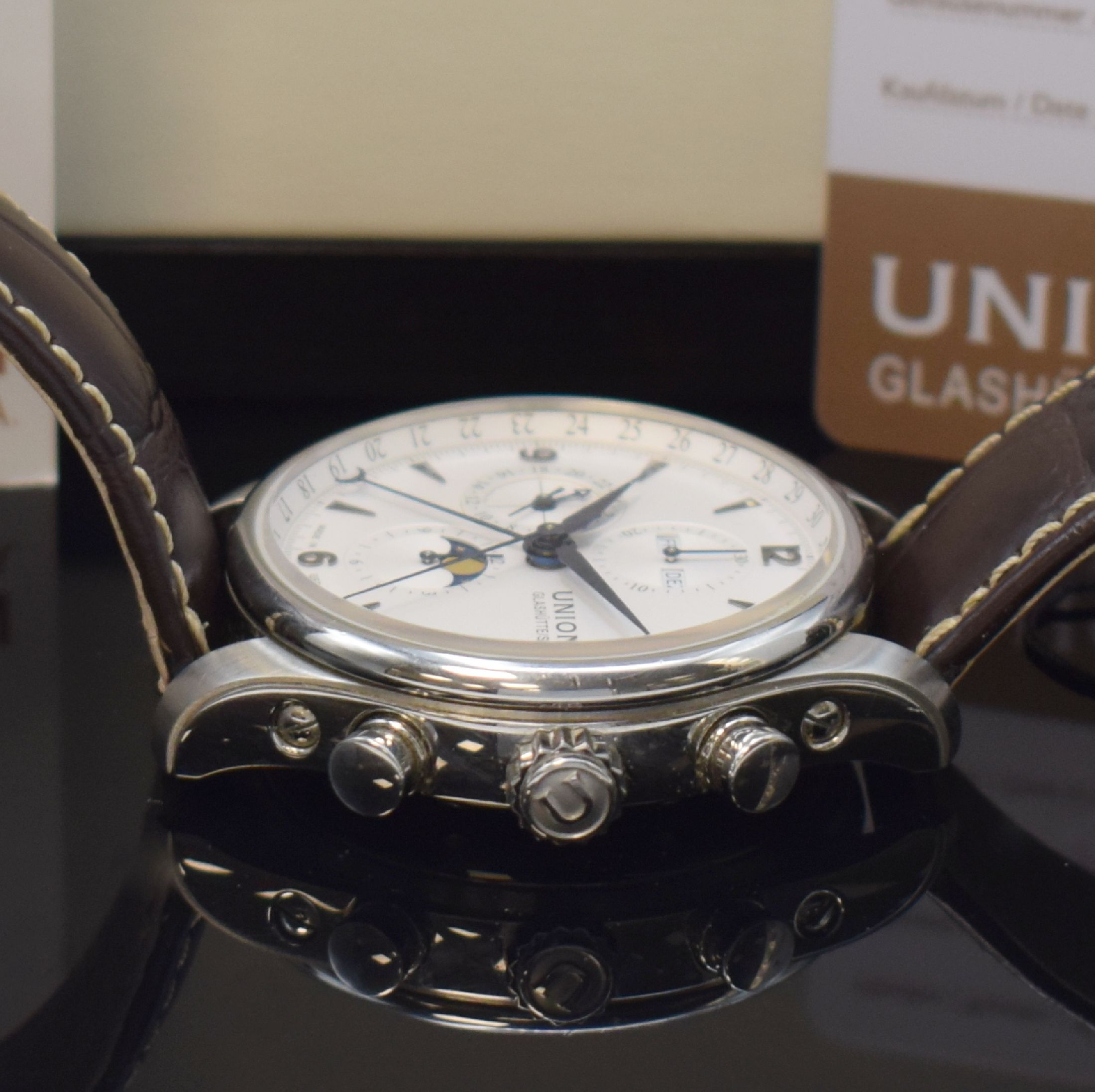 Detail c: UNION GLASHÜTTE/SA Belisar Herrenarmbanduhr in Stahl Referenz D009.425A, Deutschland verk. lt. beil. Pap. 08/2020, Automatik, beids. vergl. Geh. ...