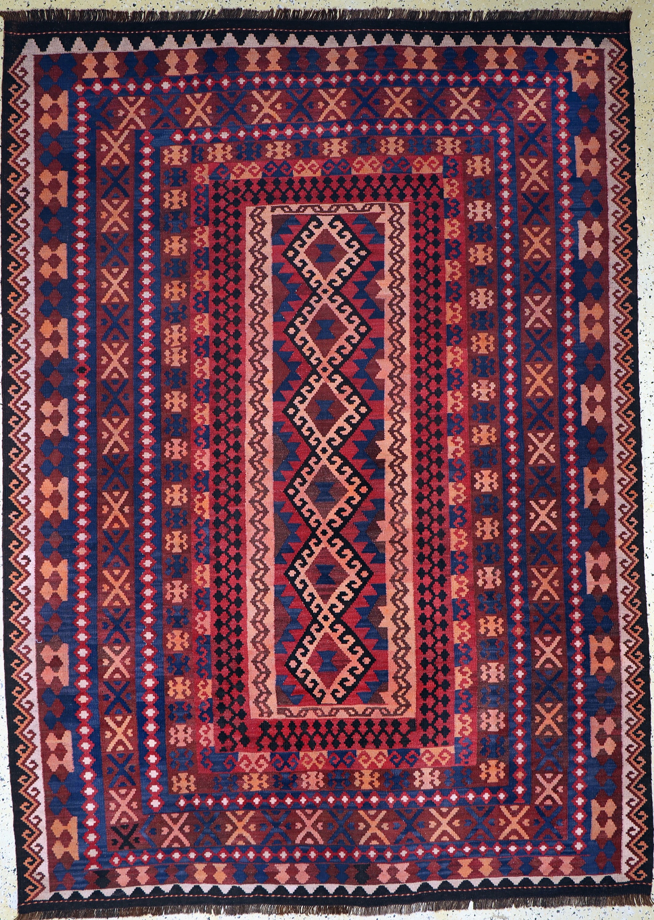 Meymaneh Kelim, Afghanistan, ca. 60 Jahre, Wolle auf Wolle, ca. 280 x 200 cm, EHZ: 1-2
